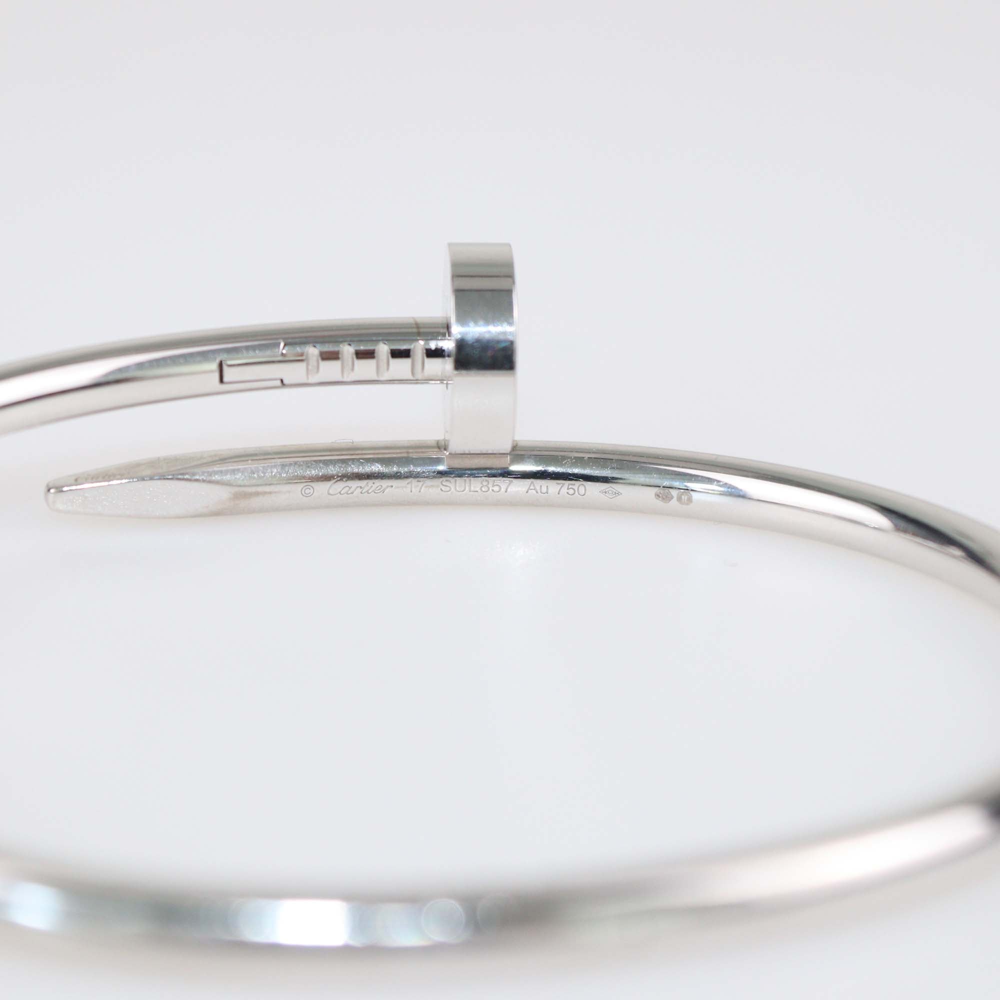 Cartier 18K White Gold juste Un Clou Bangle Bracelet Size 17