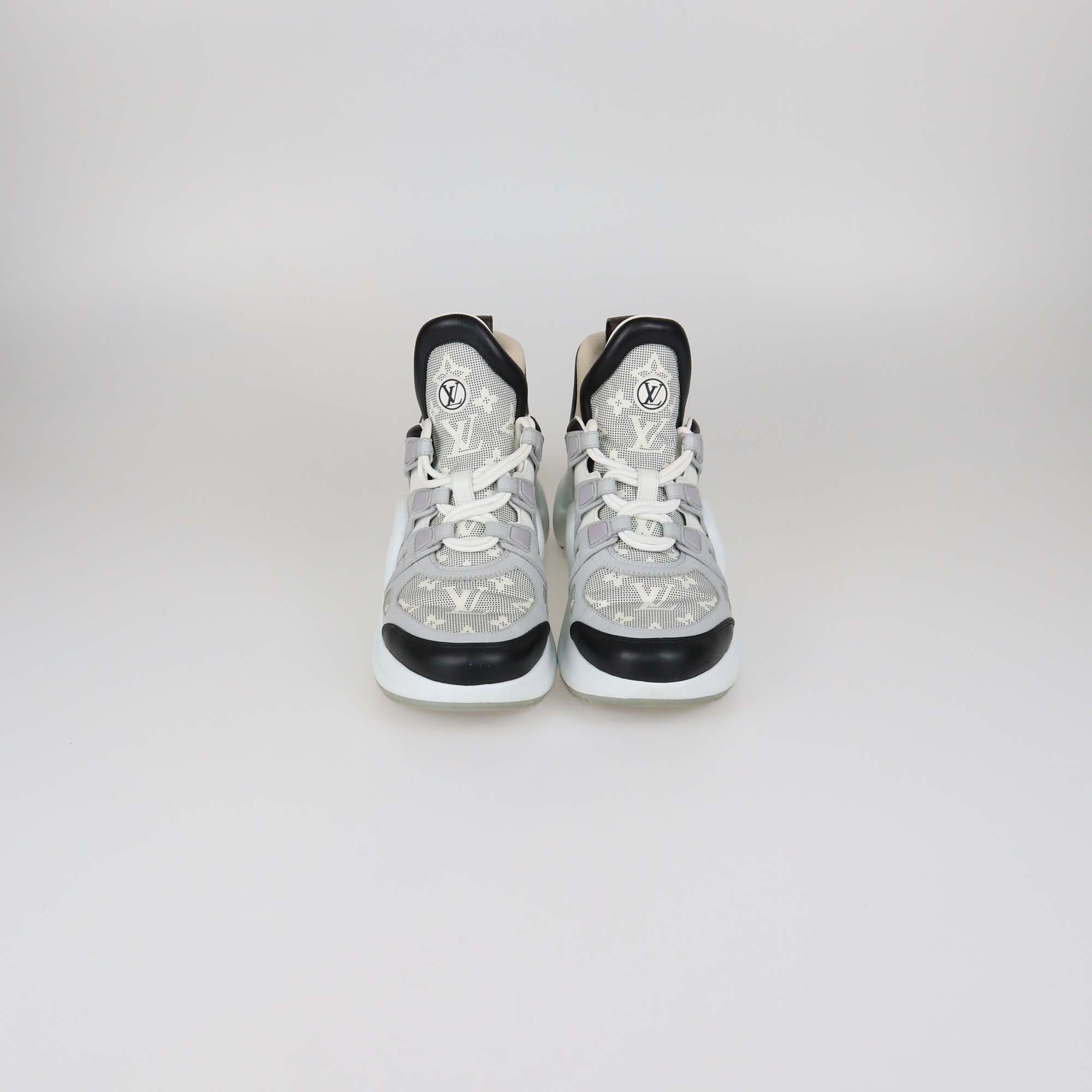 Louis Vuitton Grey/Black Monogram Nylon and Leather Archlight Sneakers