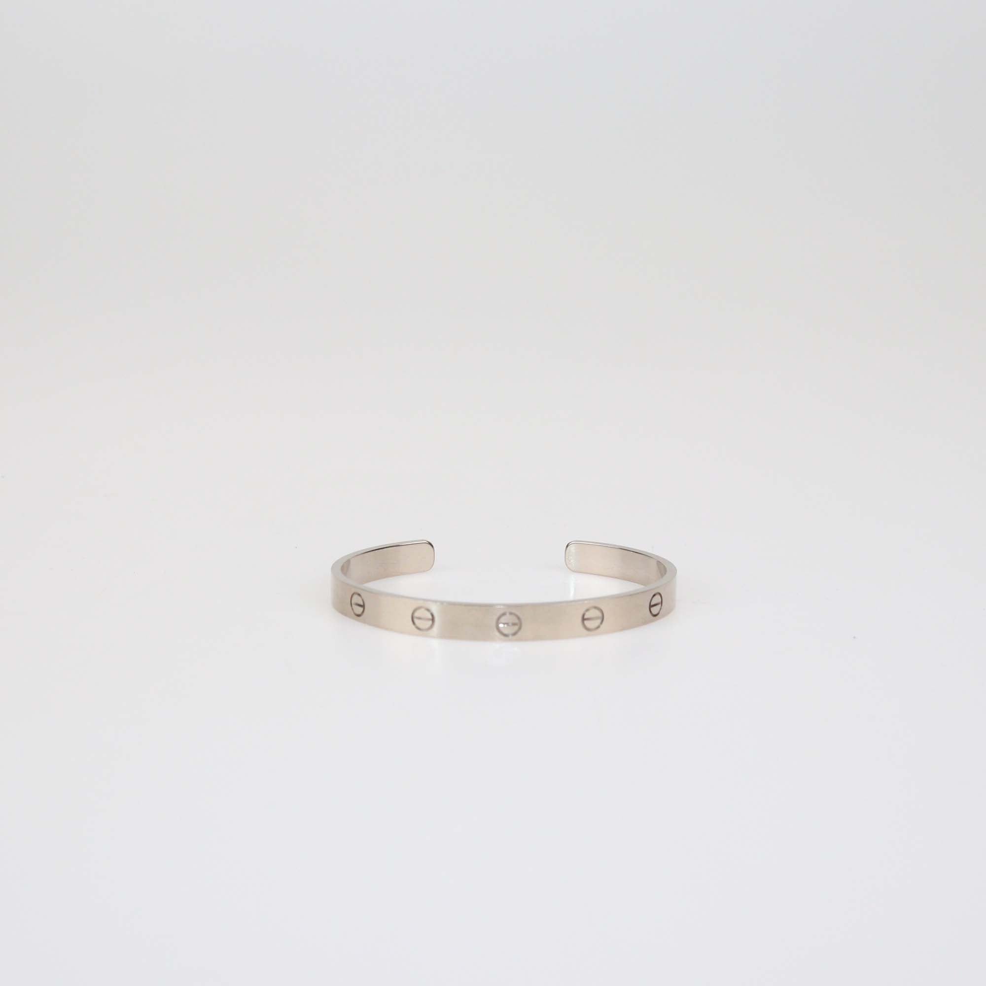 Cartier 18K White Gold Love Open Cuff Bracelet Size 18