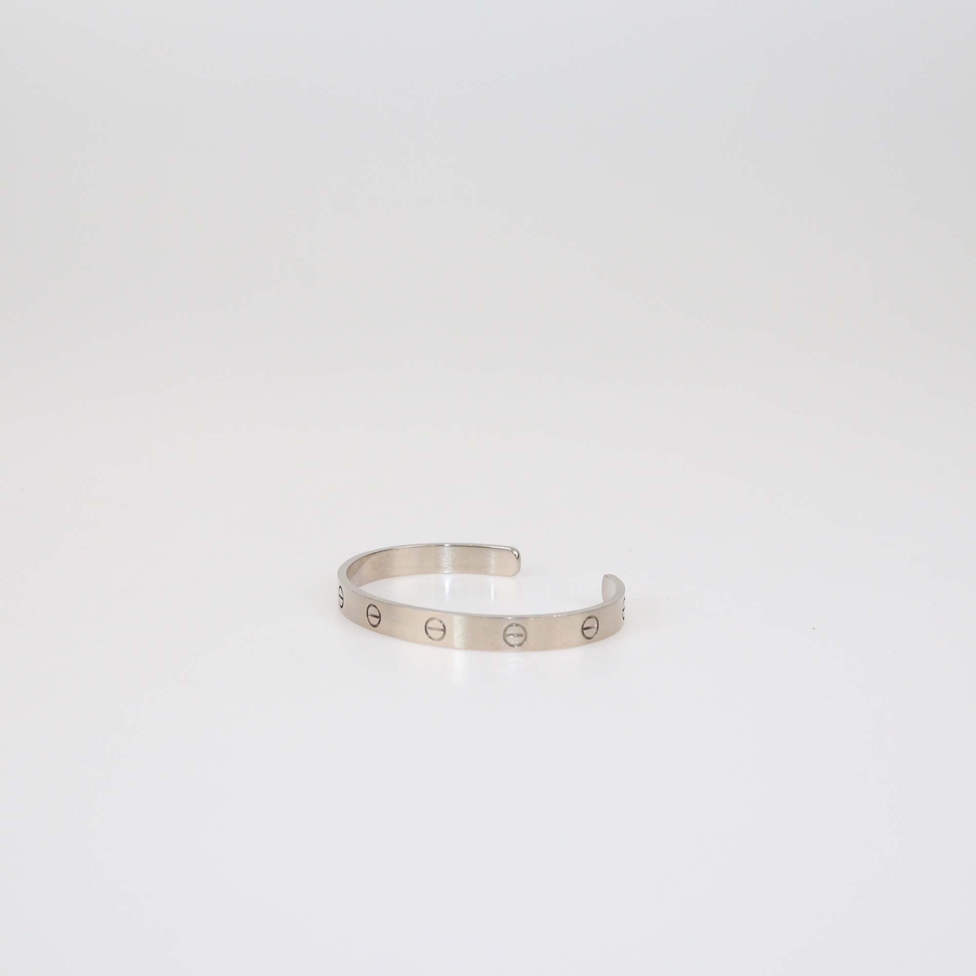 Cartier 18K White Gold Love Open Cuff Bracelet Size 18