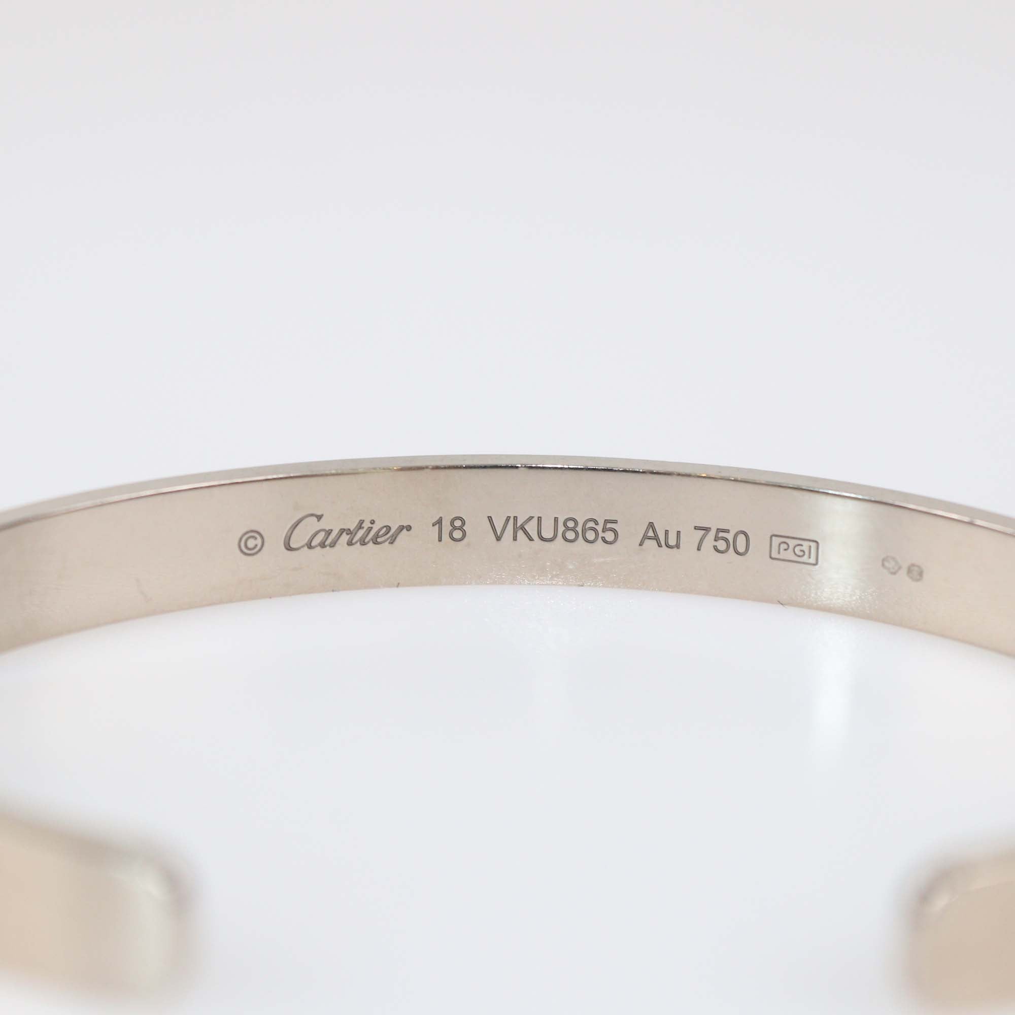 Cartier 18K White Gold Love Open Cuff Bracelet Size 18