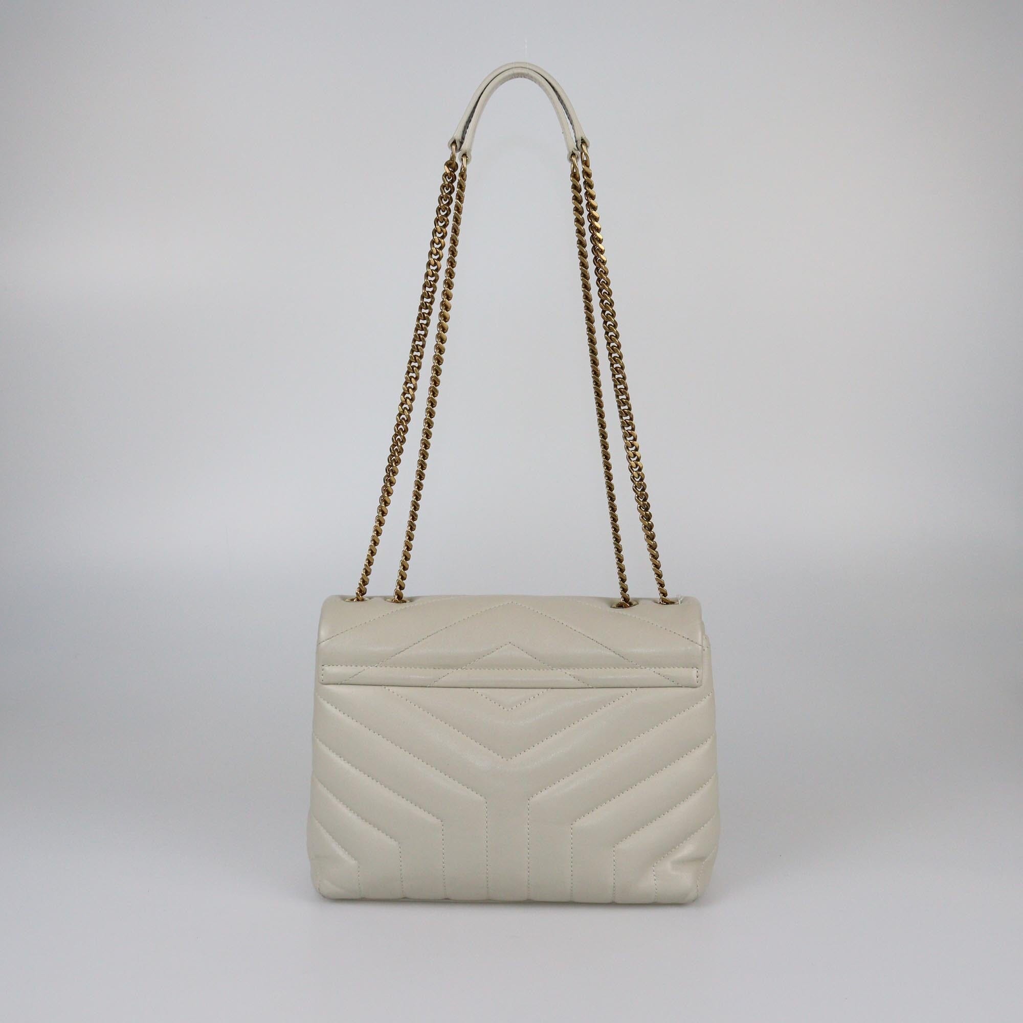 Saint Laurent Off White Matelassé Small Loulou Shoulder Bag Womens Saint Laurent