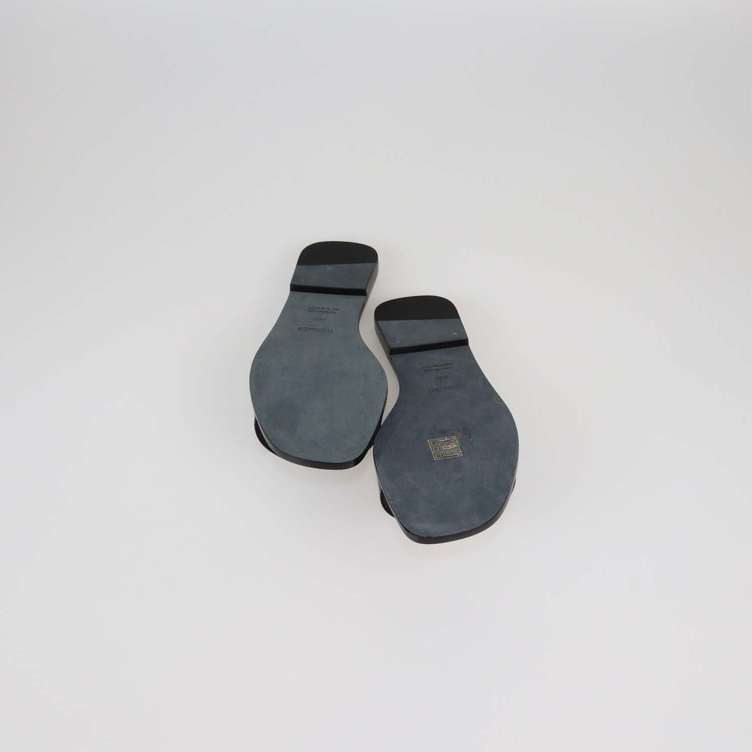 Hermes Black Box Calf Leather Oran Sandals