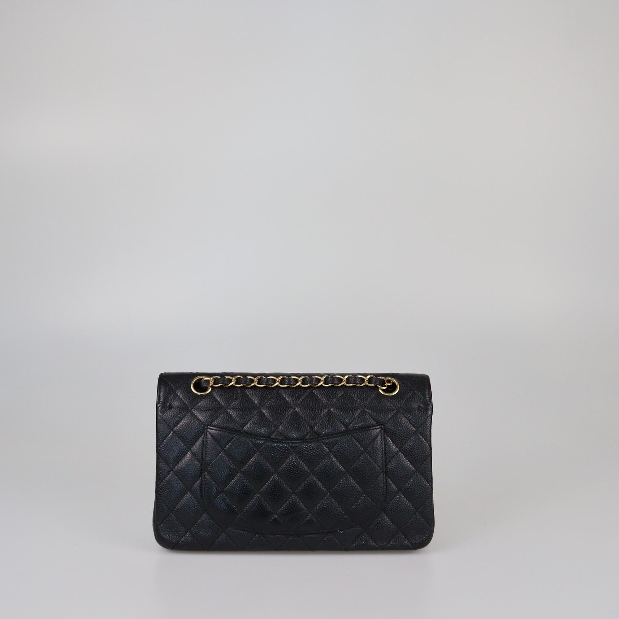 Chanel Black Quilted Caviar Medium Classic Double Flap Bag Womens Chanel