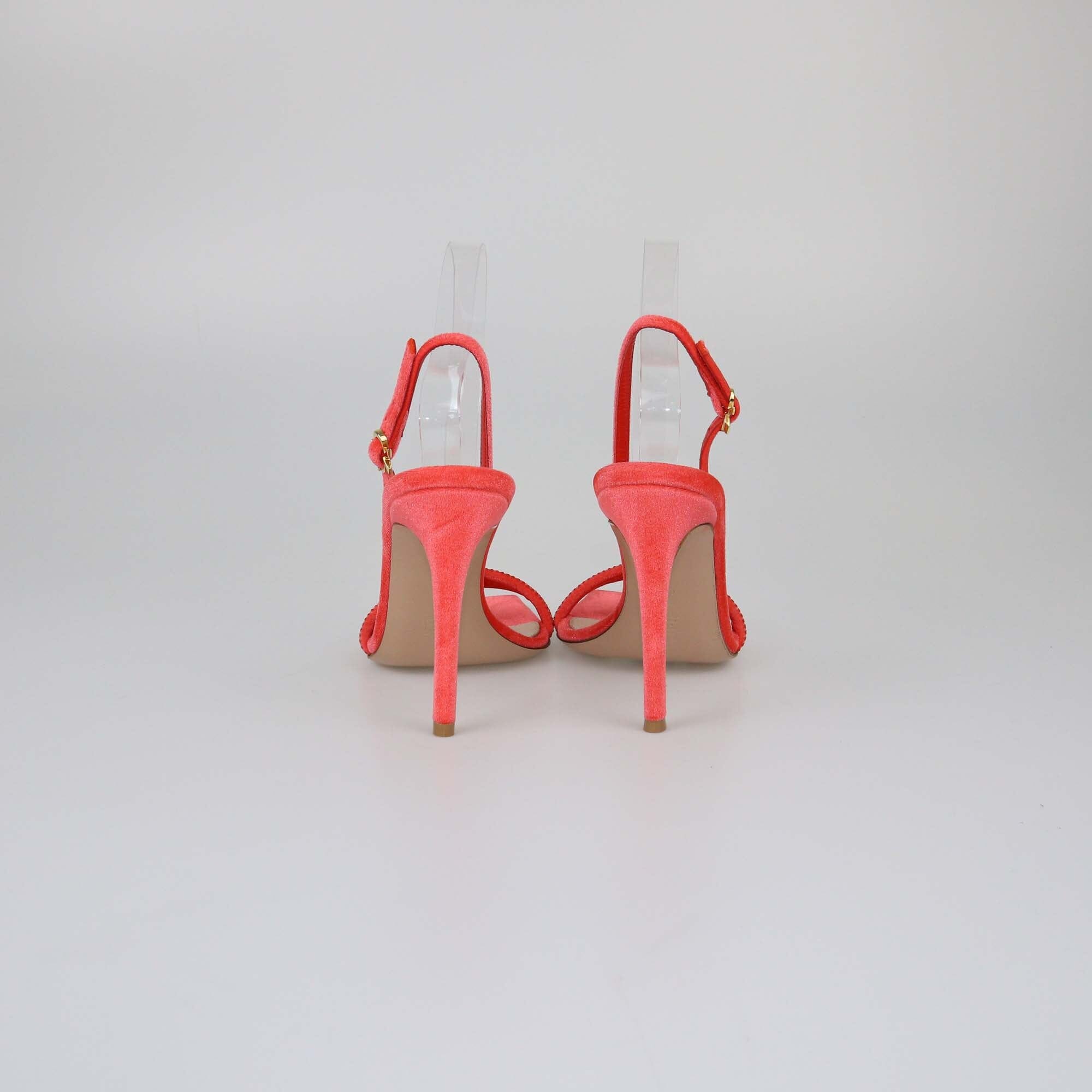 Gianvito Rossi Red Crystal Britney Chenille Slingback Sandals Womens Gianvito Rossi