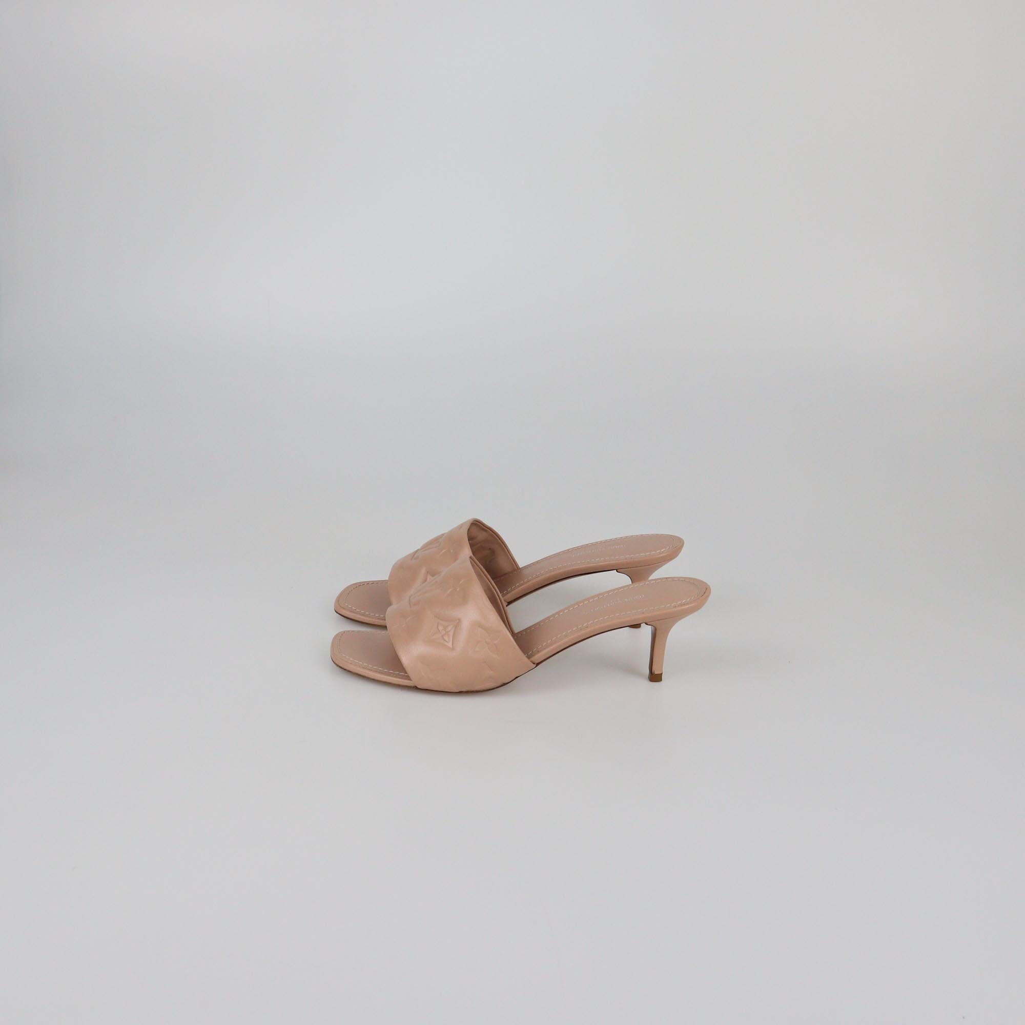 Louis Vuitton Nude Monogram Embossed Revival Mules Womens Louis Vuitton