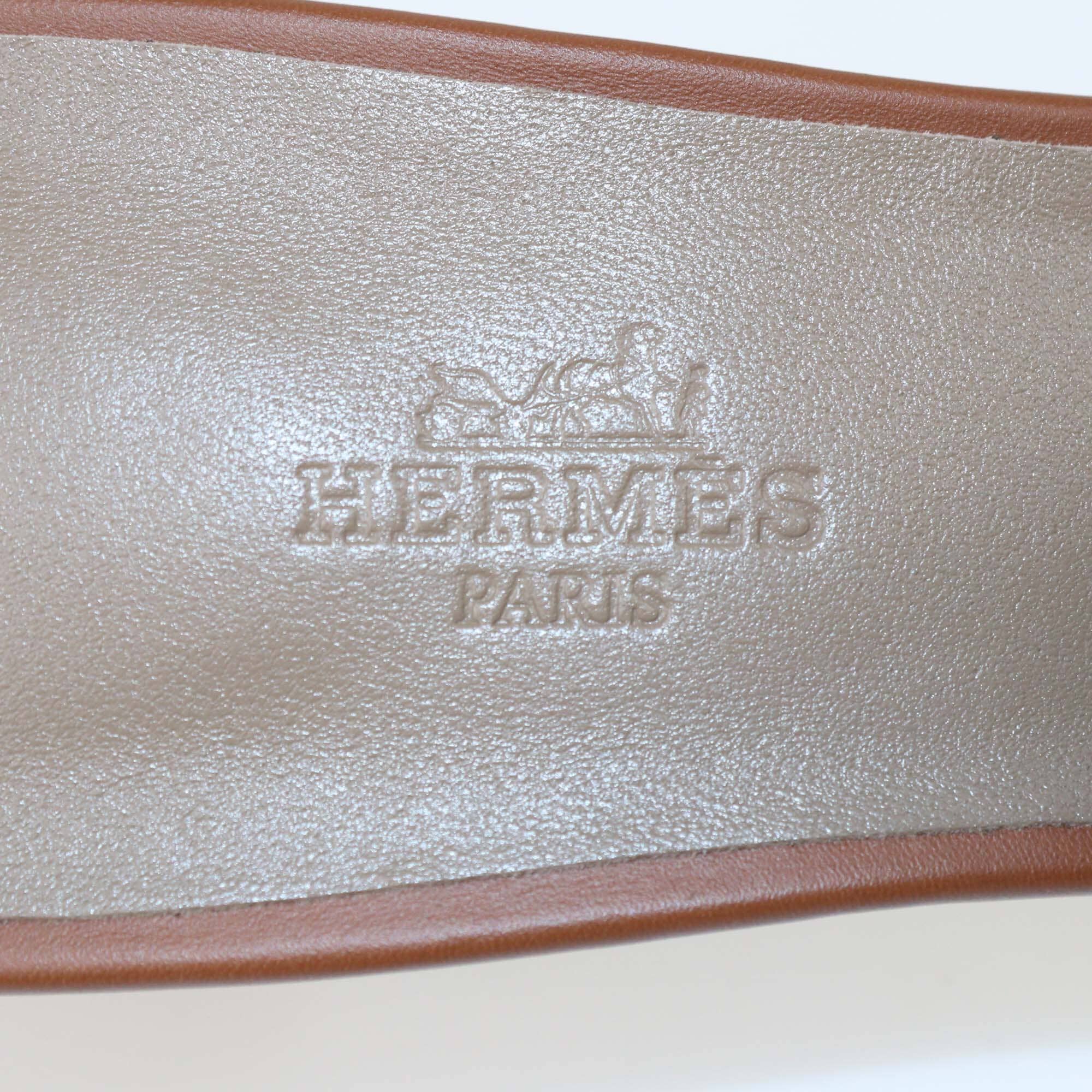 Hermes Gold Leather Oasis Sandals Womens Hermes