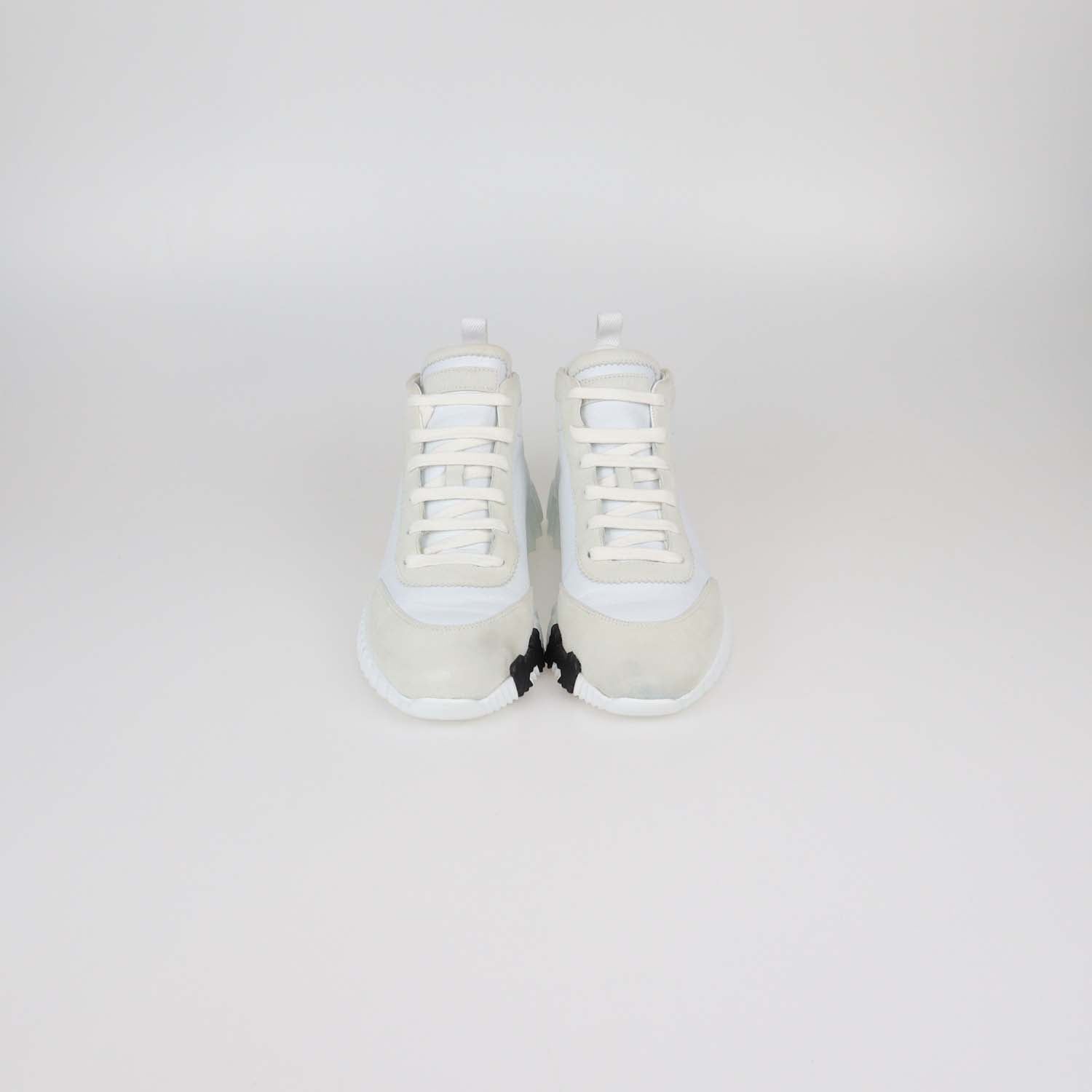 Hermes White Leather and Suede Hip-Hop Sneakers