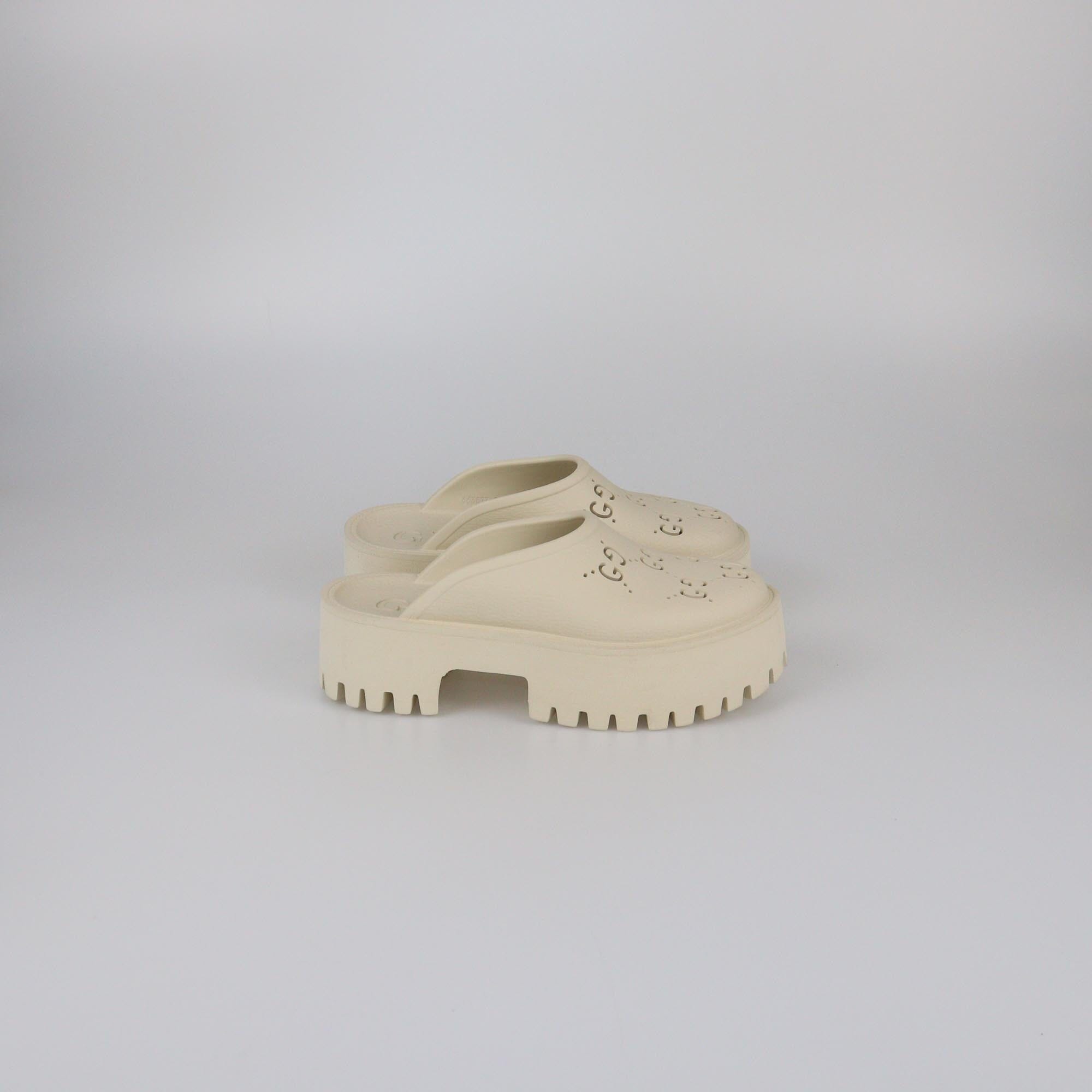 Gucci Off White Elea Platform Mules Womens Gucci