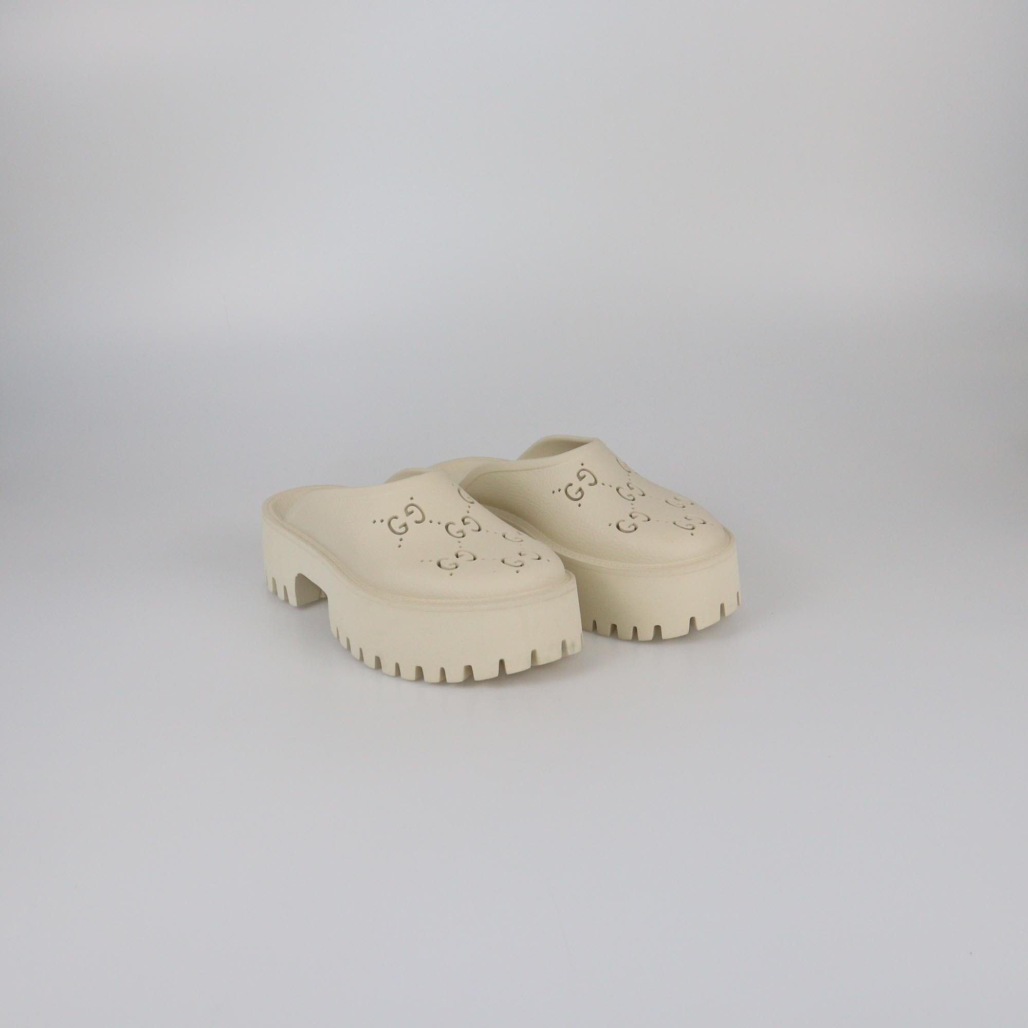 Gucci Off White Elea Platform Mules Womens Gucci