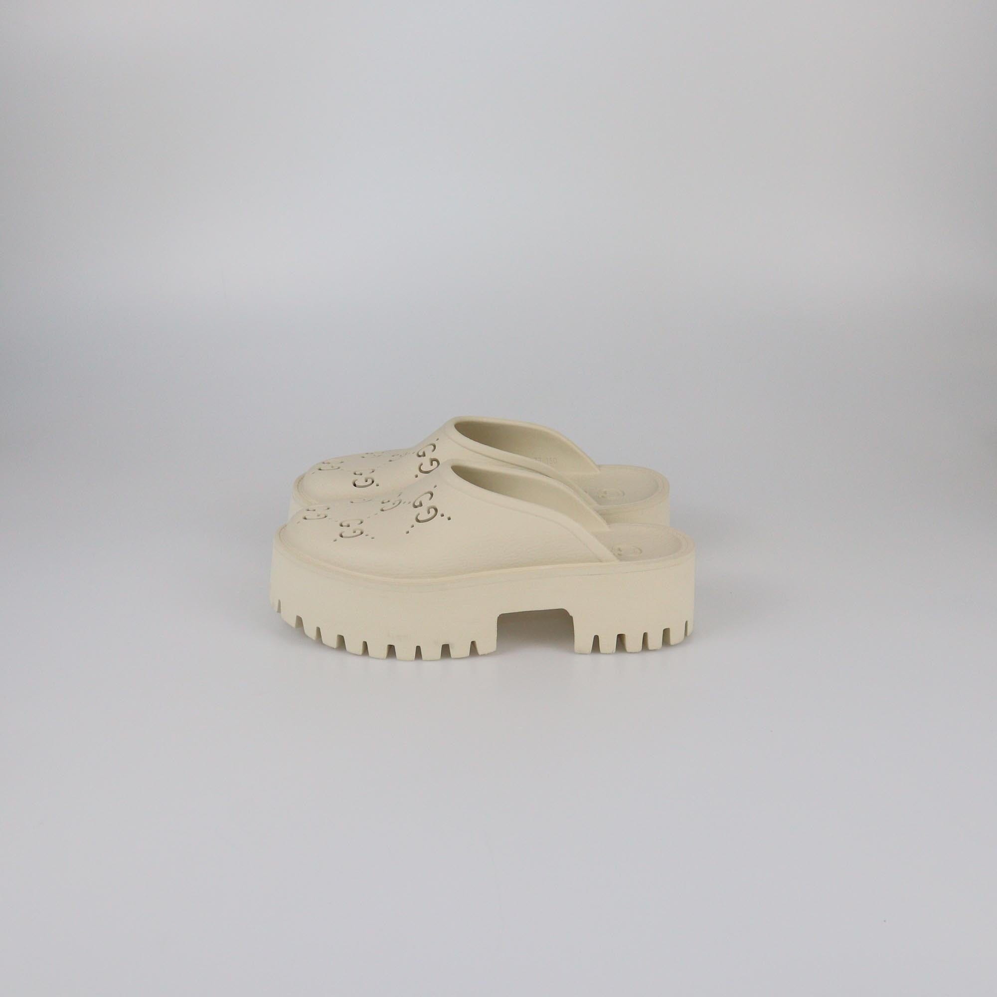 Gucci Off White Elea Platform Mules Womens Gucci