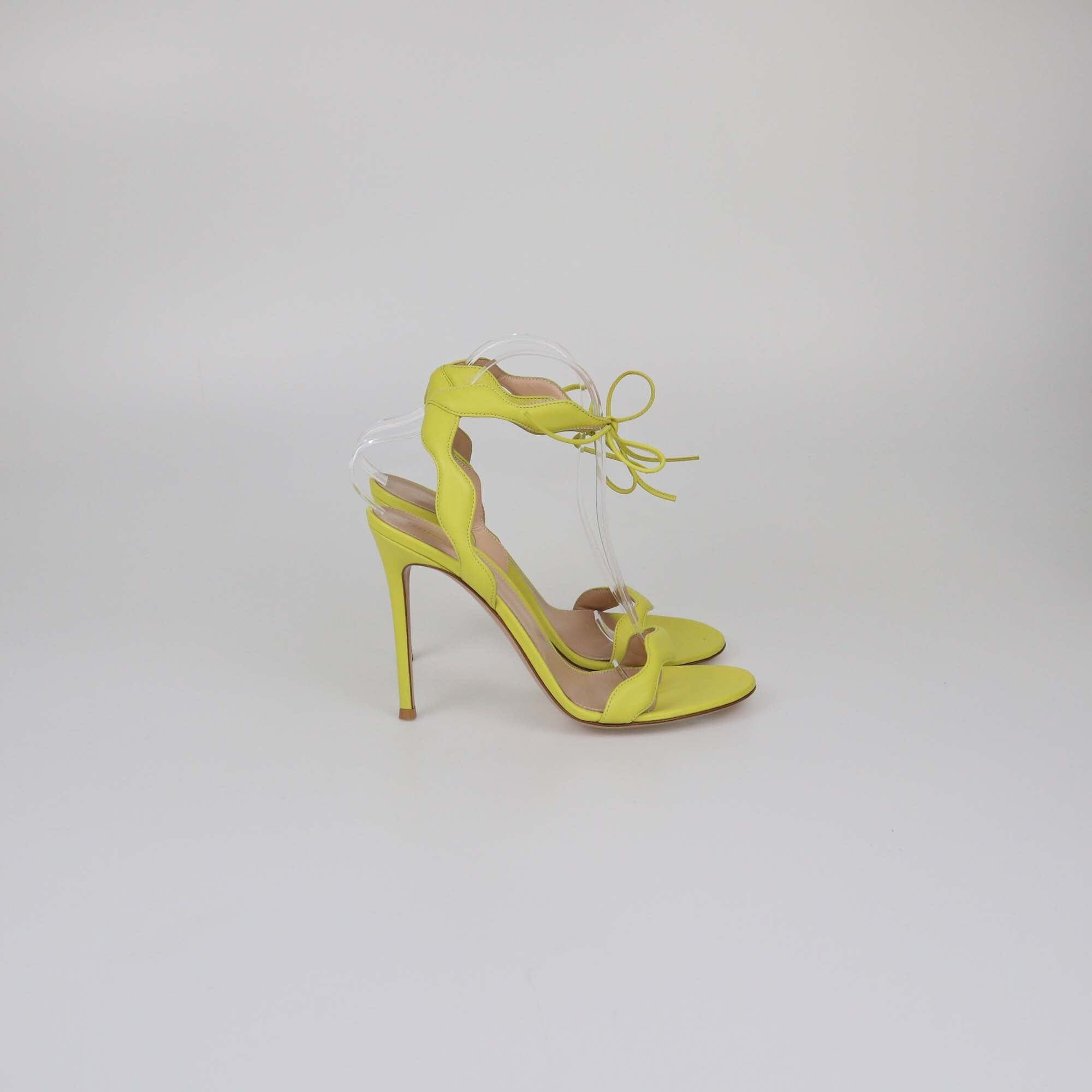 Gianvito Rossi Yellow Ankle Tie Sandals Womens Gianvito Rossi