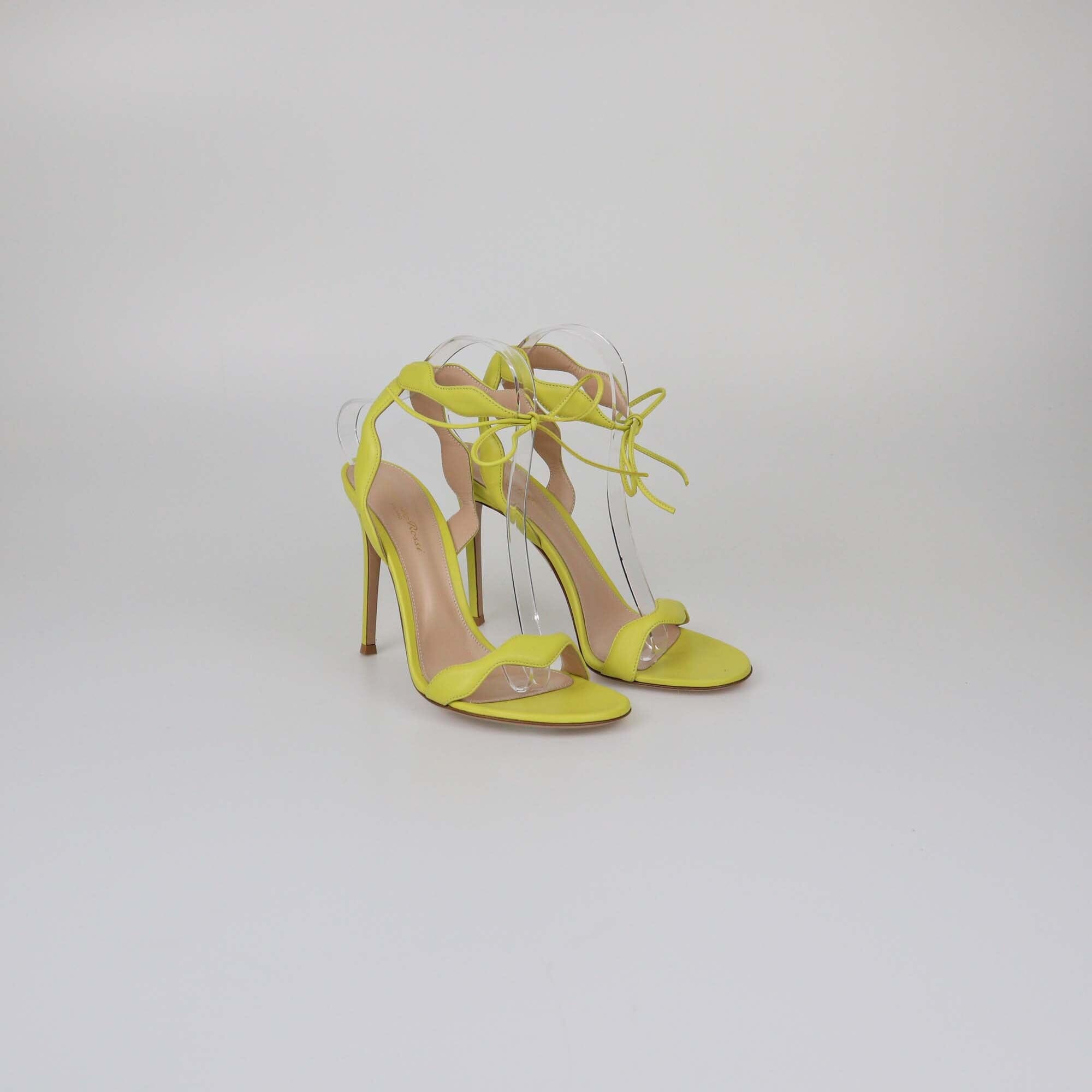 Gianvito Rossi Yellow Ankle Tie Sandals Womens Gianvito Rossi