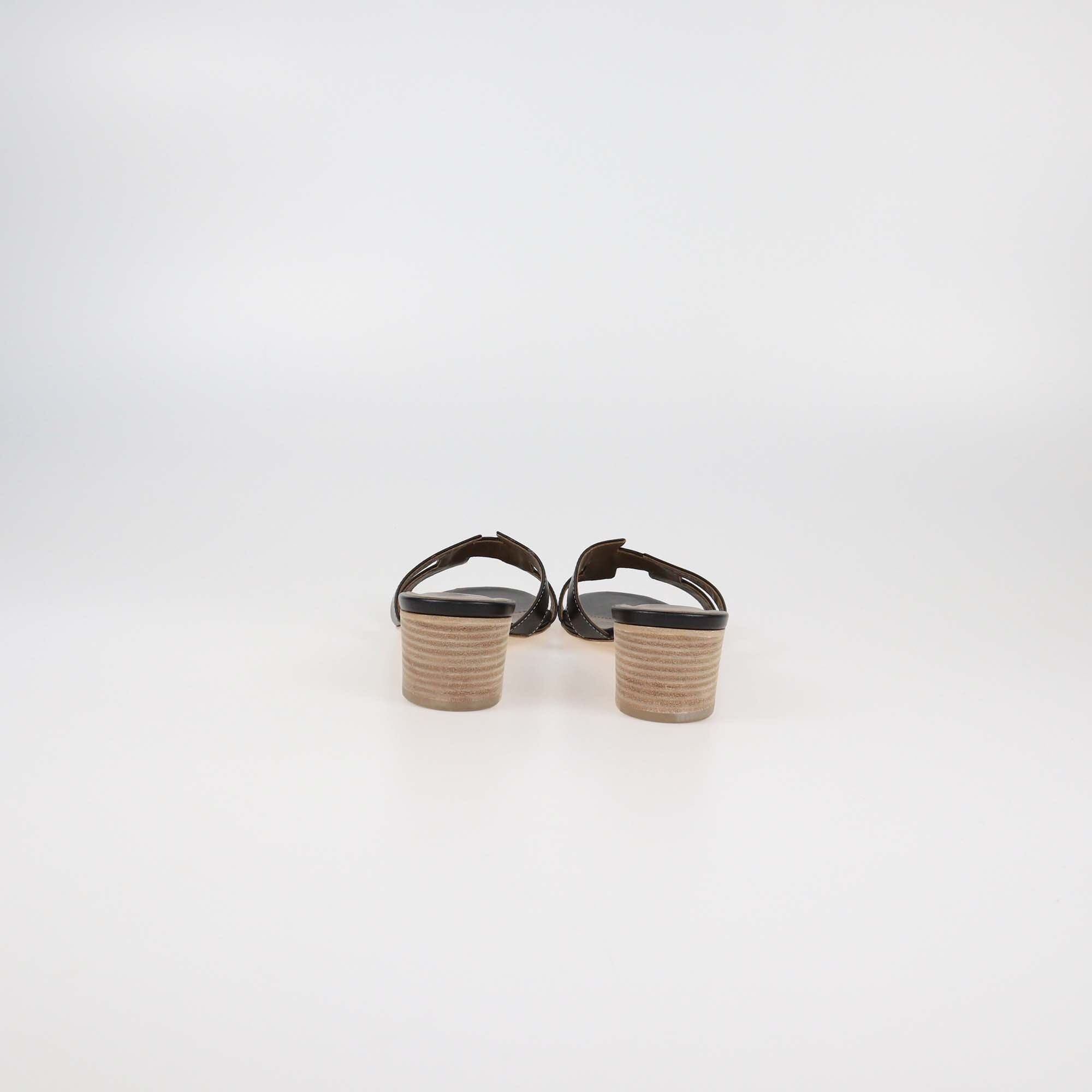 Hermes Black Leather Oasis Sandals Womens Hermes