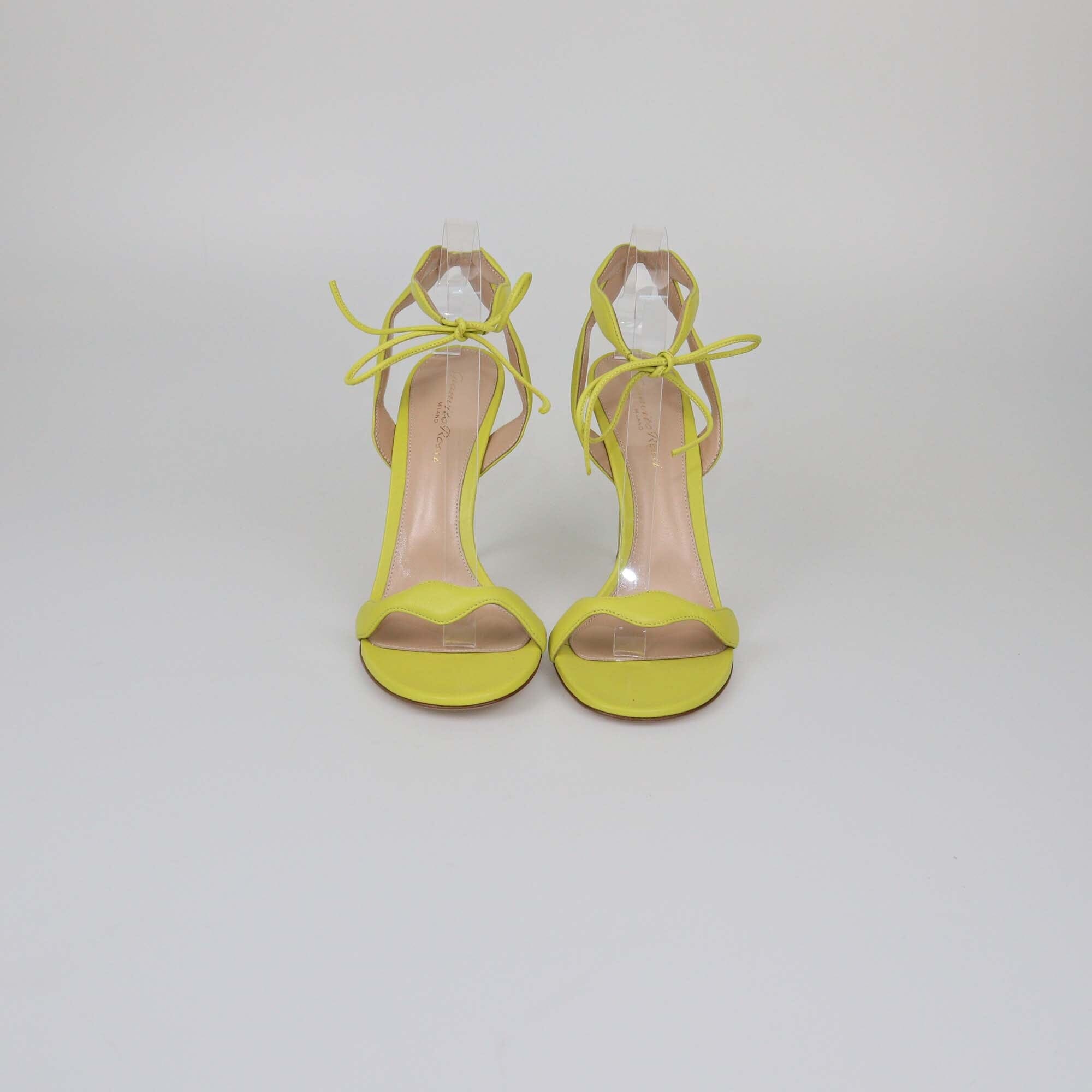 Gianvito Rossi Yellow Ankle Tie Sandals Womens Gianvito Rossi