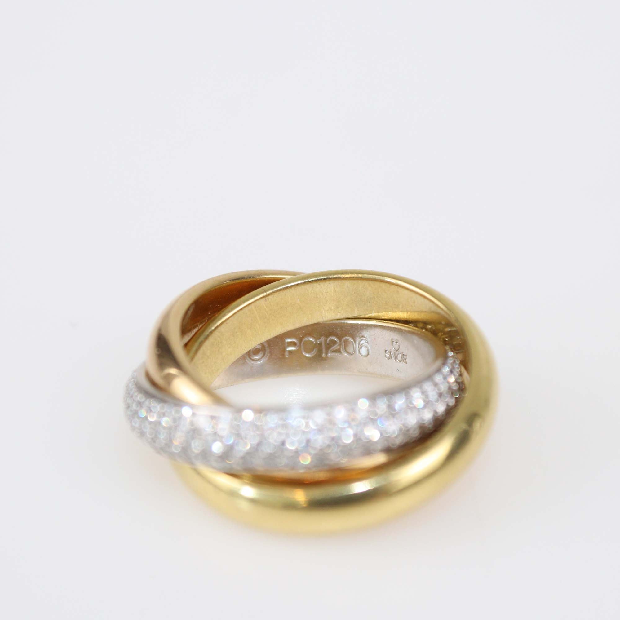 Cartier Three Tone 18K Gold Trinity De Cartier Ring Size 49