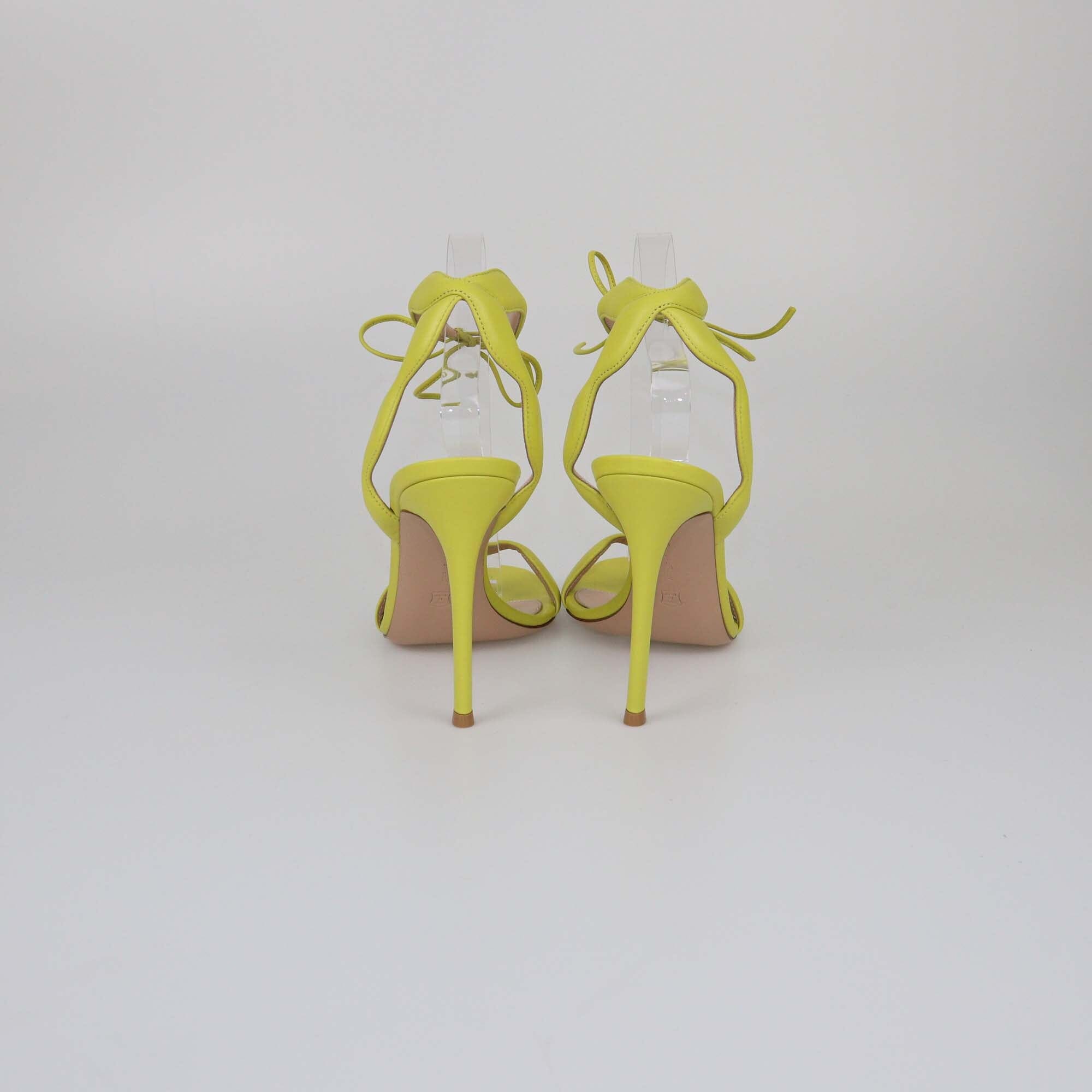 Gianvito Rossi Yellow Ankle Tie Sandals Womens Gianvito Rossi