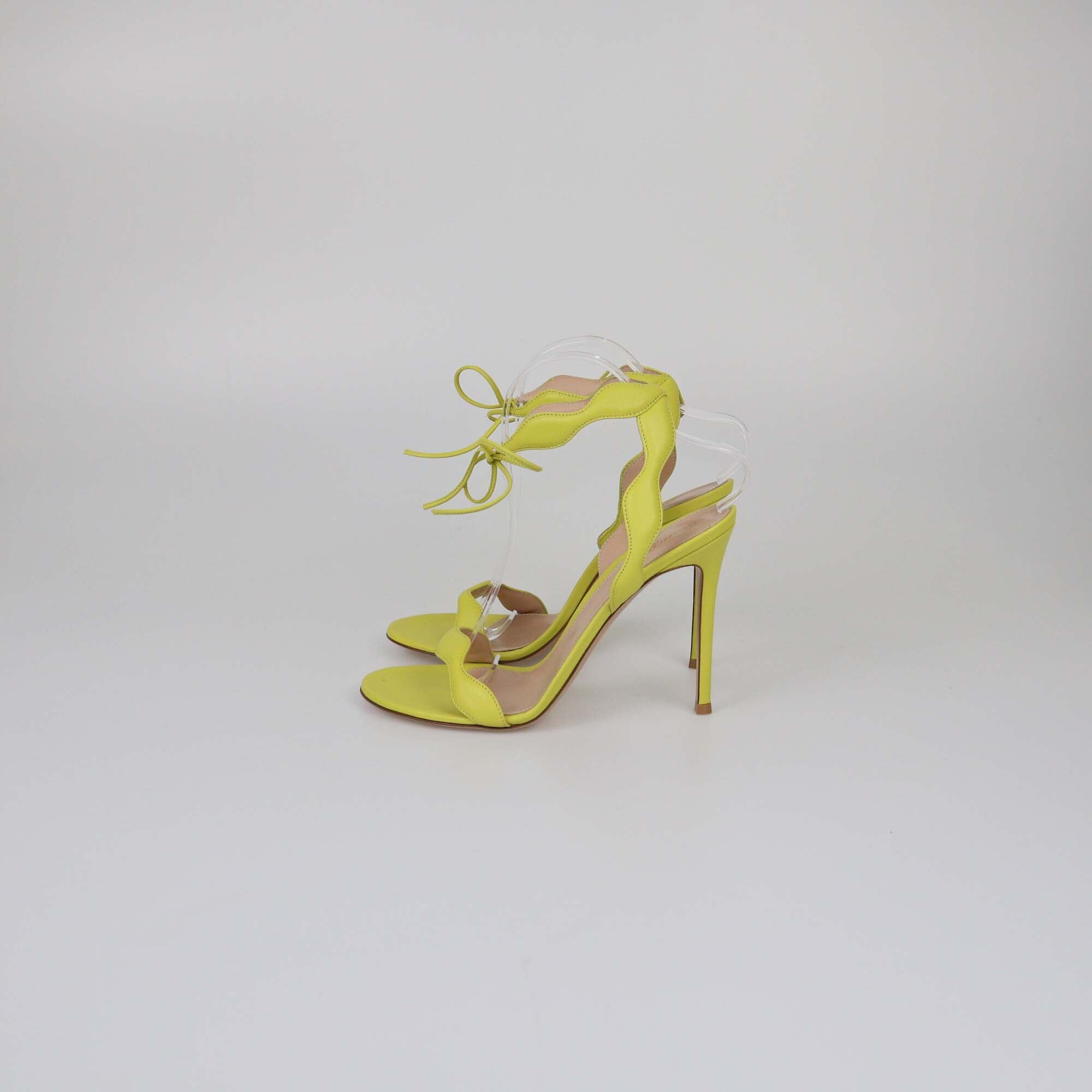 Gianvito Rossi Yellow Ankle Tie Sandals Womens Gianvito Rossi