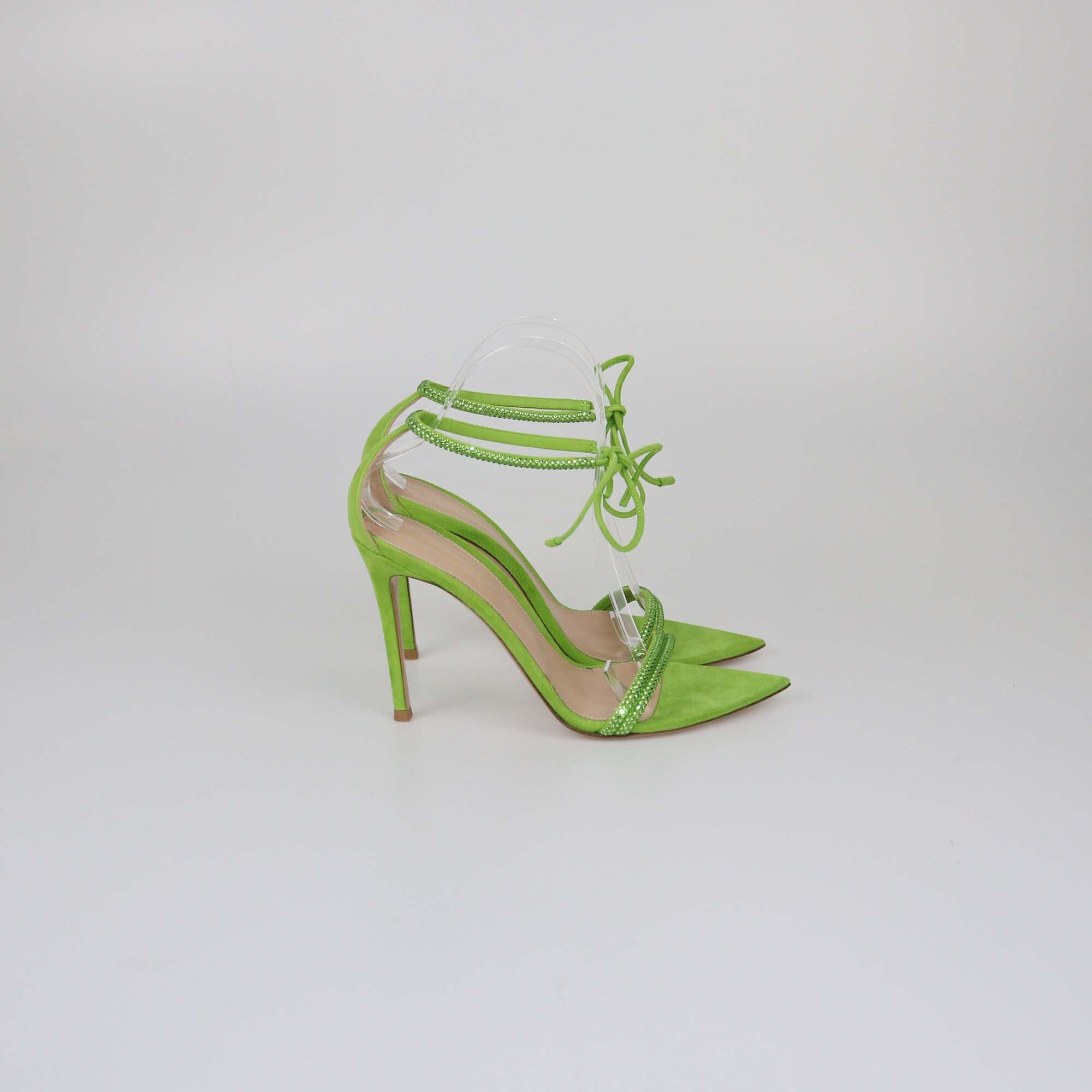 Gianvito Rossi Green Crystals Montecarlo Sandals Womens Gianvitto Rossi