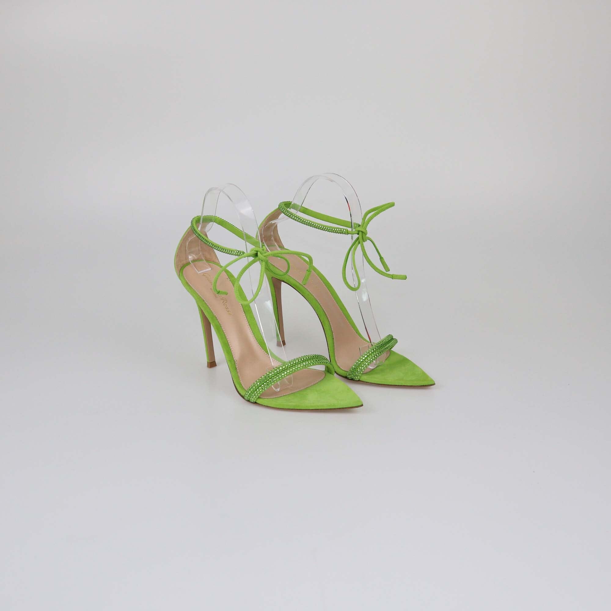 Gianvito Rossi Green Crystals Montecarlo Sandals Womens Gianvitto Rossi