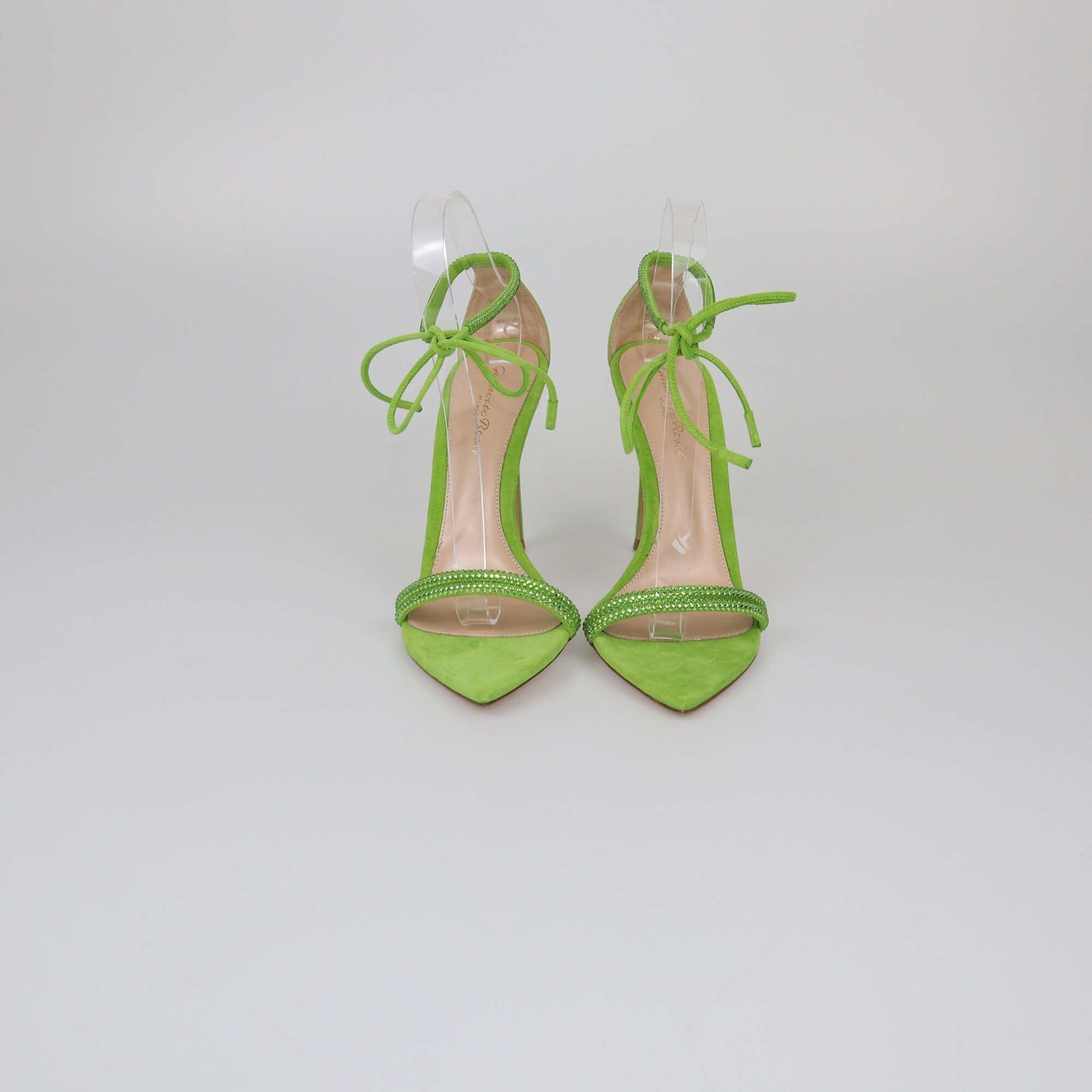 Gianvito Rossi Green Crystals Montecarlo Sandals Womens Gianvitto Rossi
