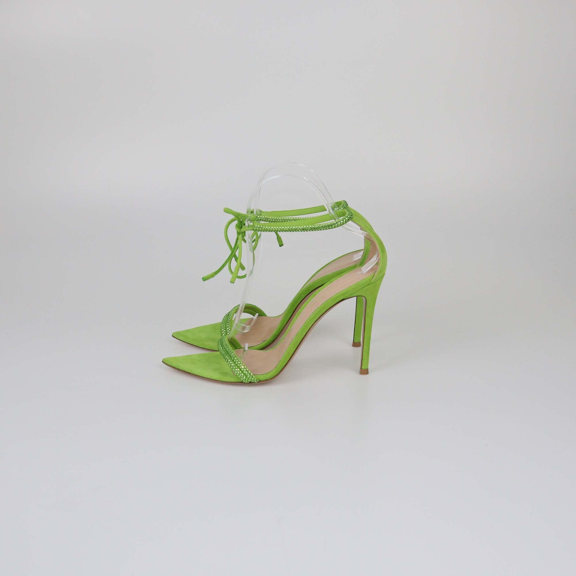 Gianvito Rossi Green Crystals Montecarlo Sandals Womens Gianvitto Rossi