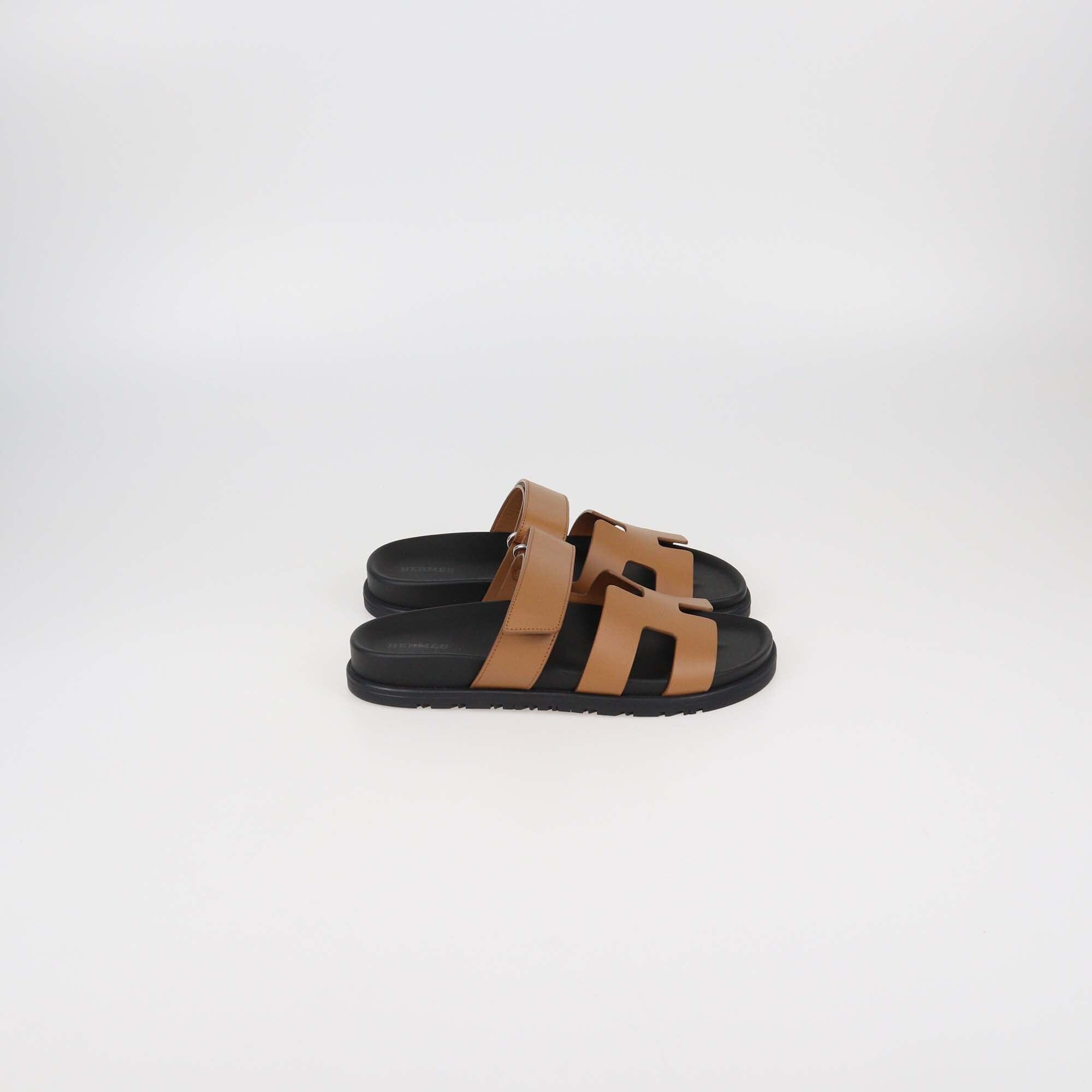 Hermes Naturel Leather Chypre Sandals Womens Hermes