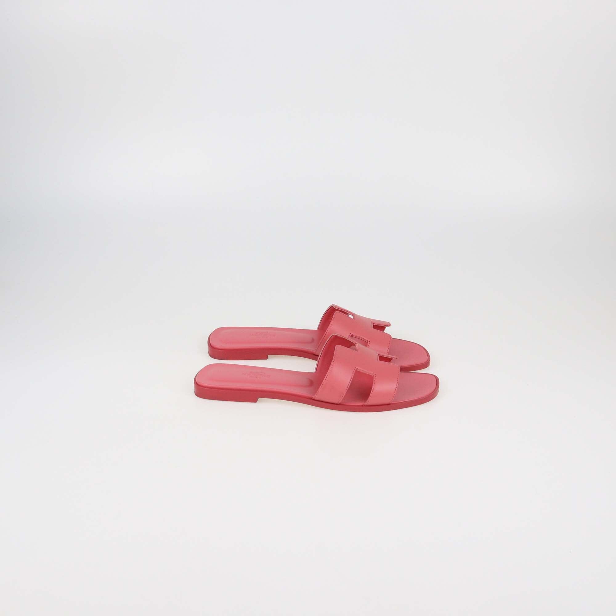 Hermes Pink Oran Leather Oran Flat Sandal Womens Hermes