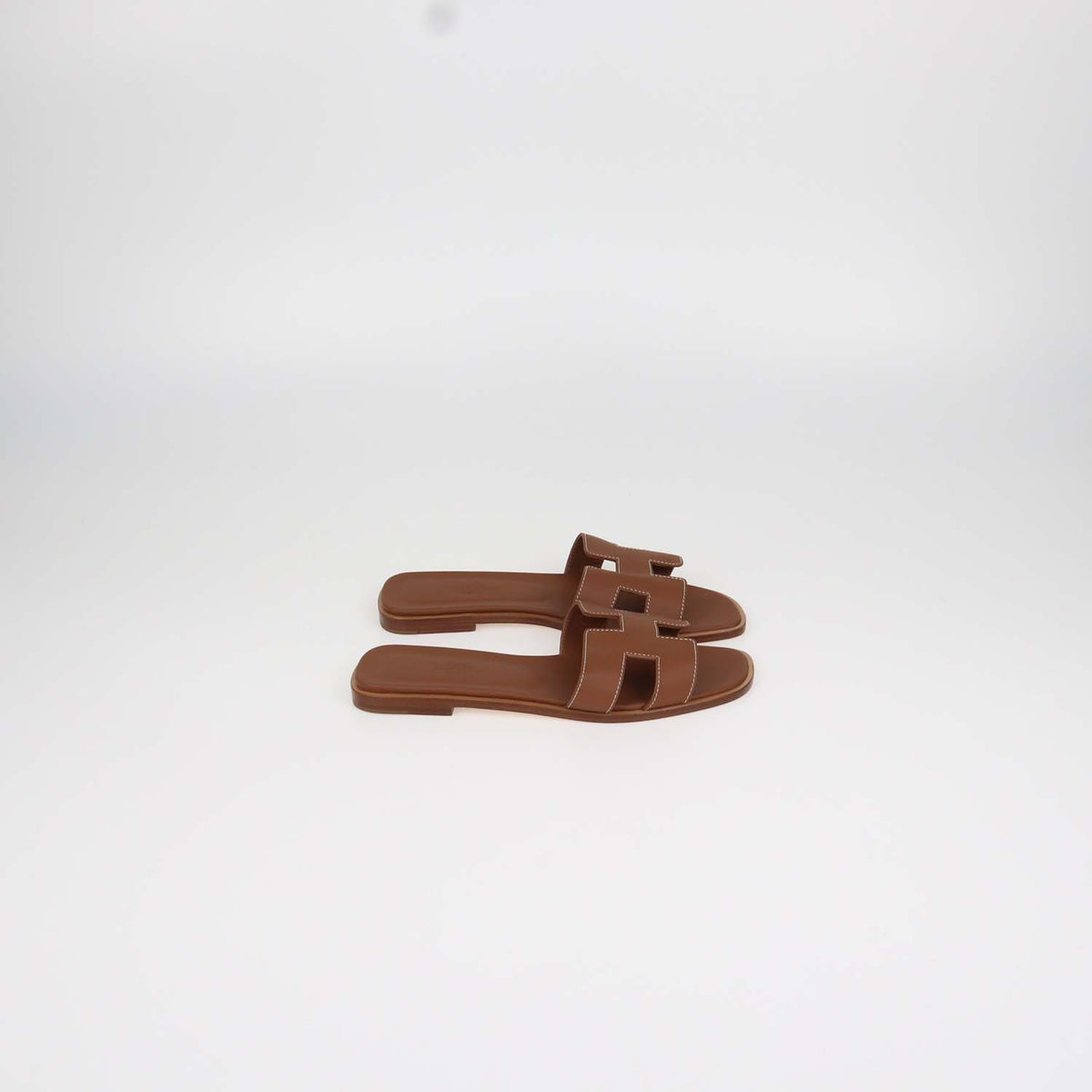Hermes Gold Box Calf Leather Oran Sandals