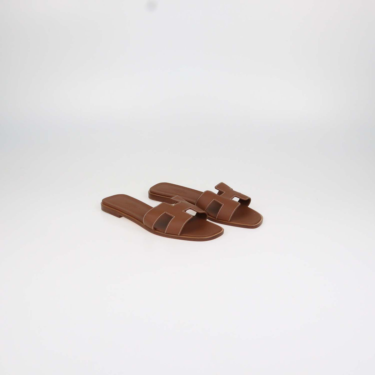 Hermes Gold Box Calf Leather Oran Sandals