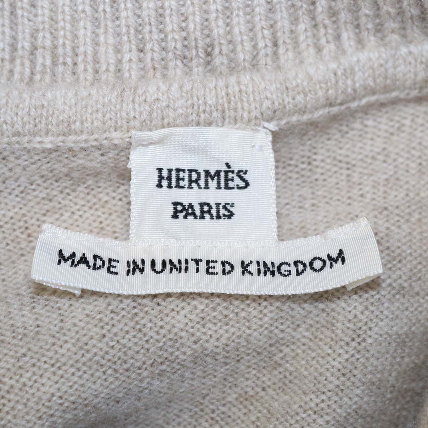 Hermes Beige Cashmere H-Lift Long Sleeve Sweater