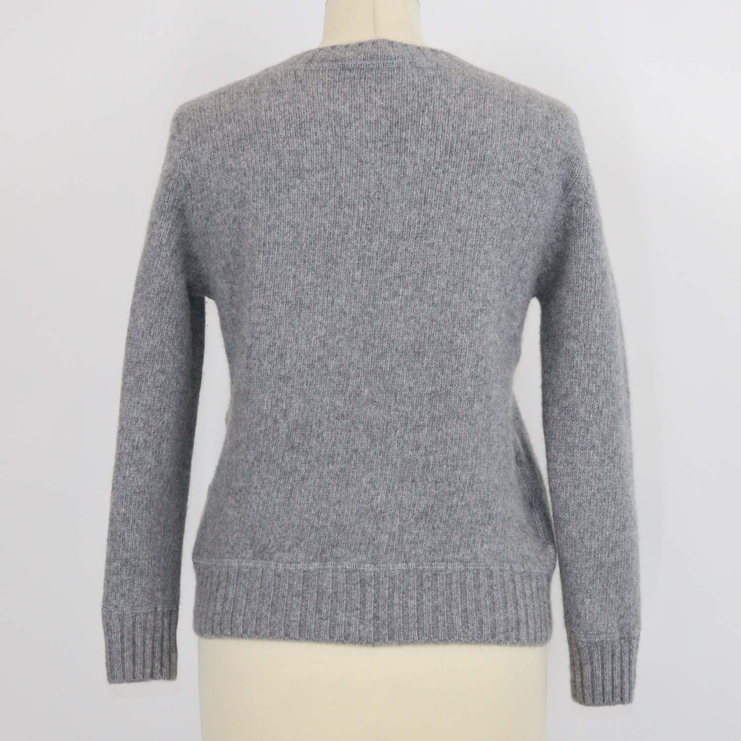 Prada Grey Cashmere and Wool Logo Crew Neck Sweater