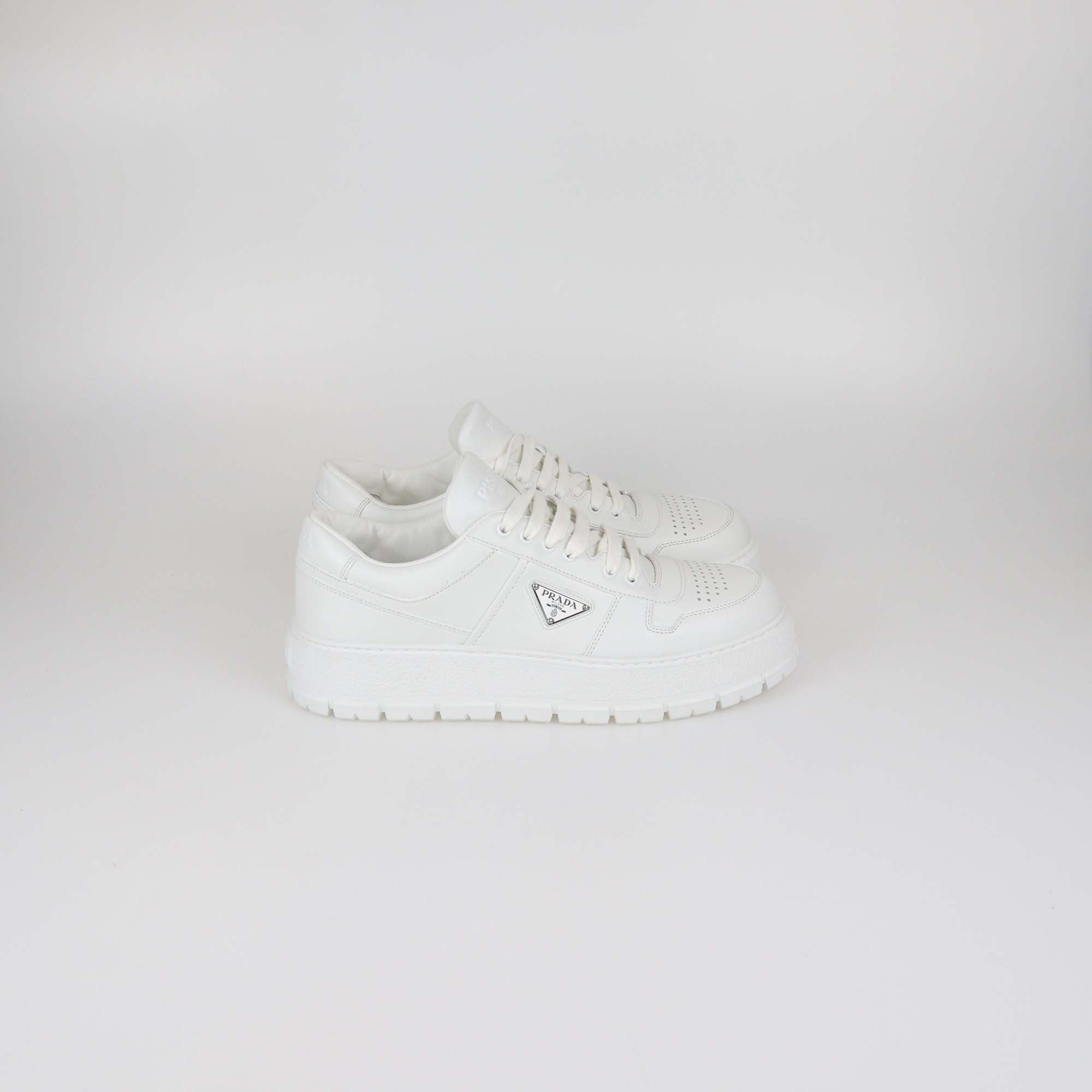 Prada White Leather Downtown Sneakers
