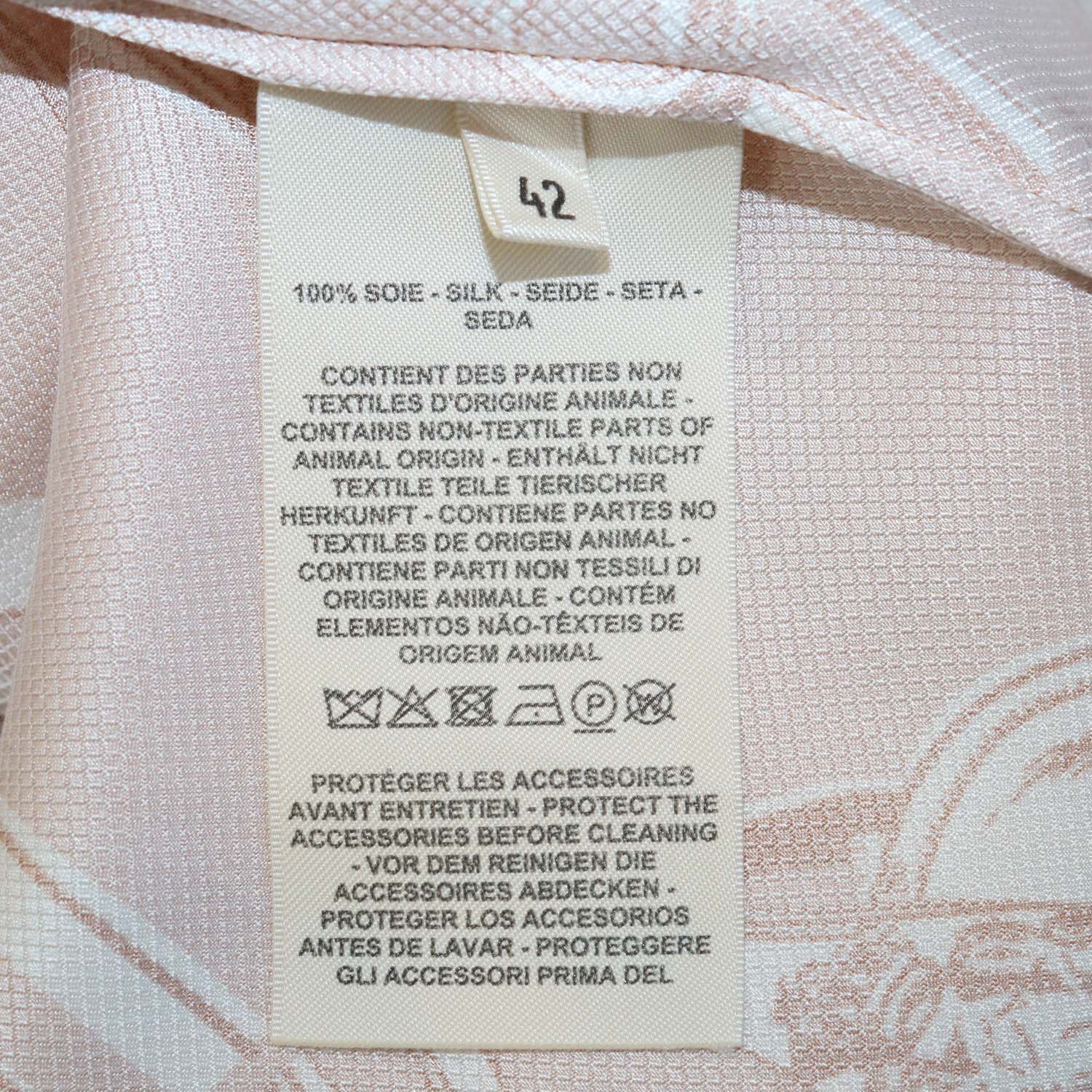 Hermes Beige Silk En Desordre Finesse Print Shirt