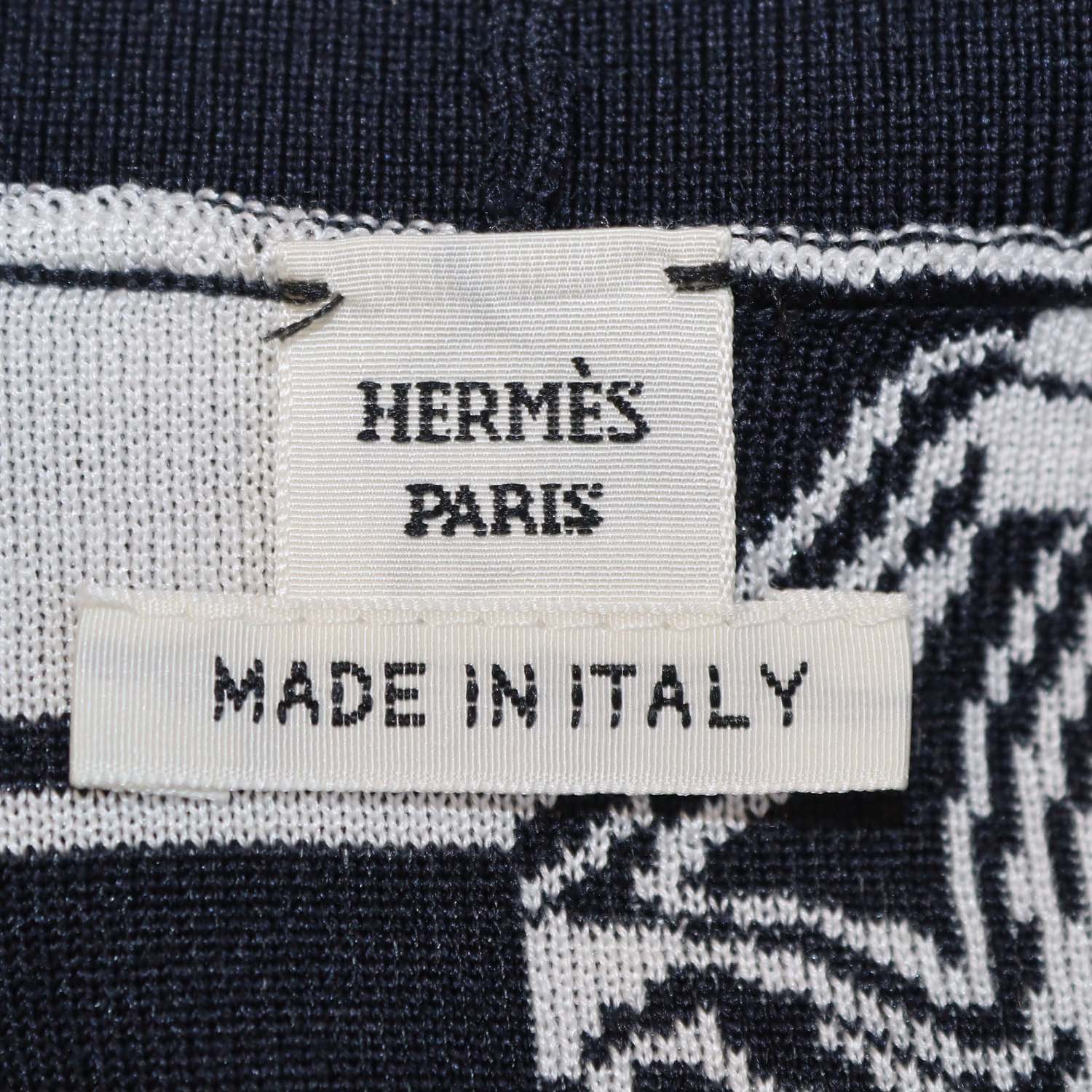 Hermes Navy Blue/White Silk Brides de Gala en Finesse Print Cardigan