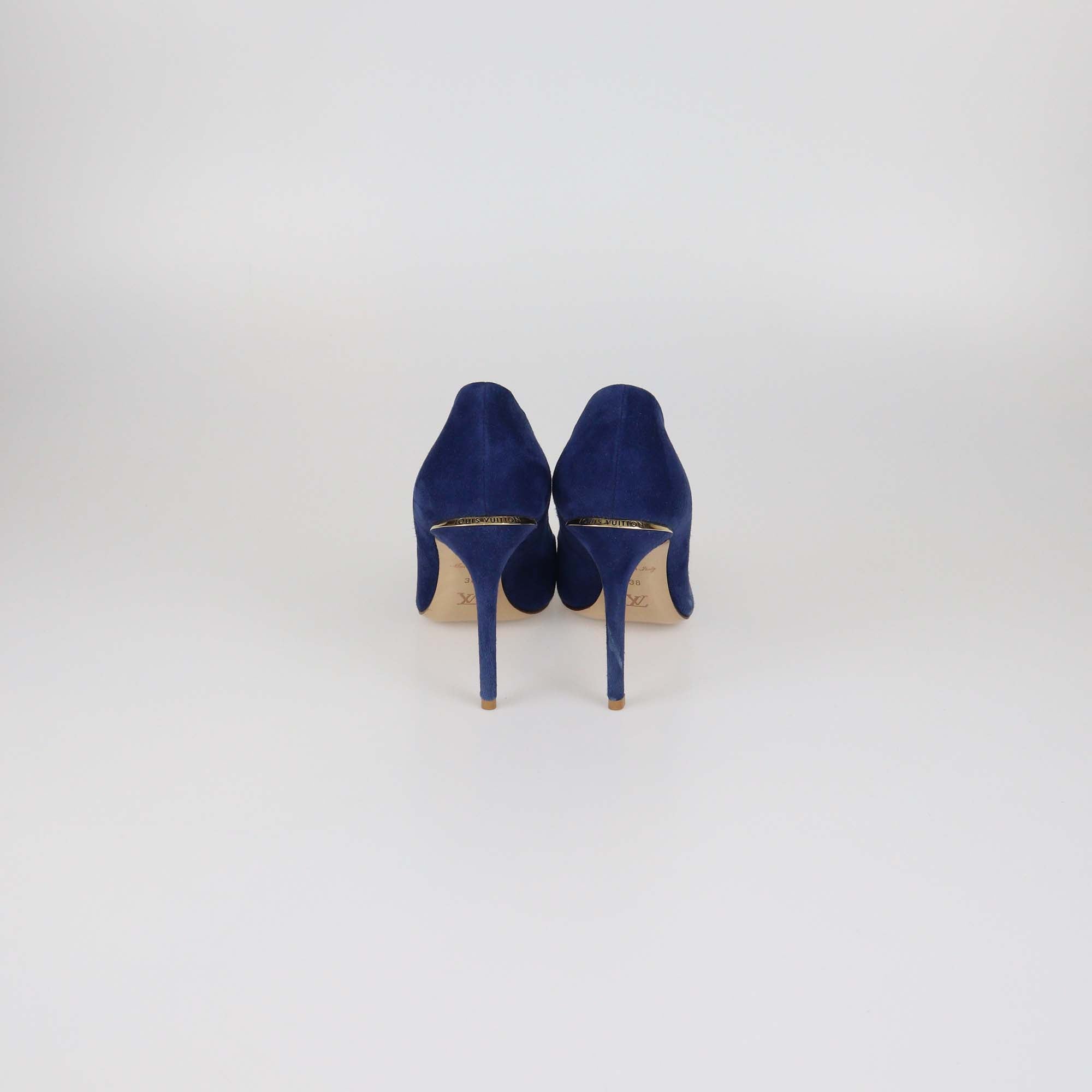 Louis Vuitton Navy Blue Suede Pointed Toe Pumps