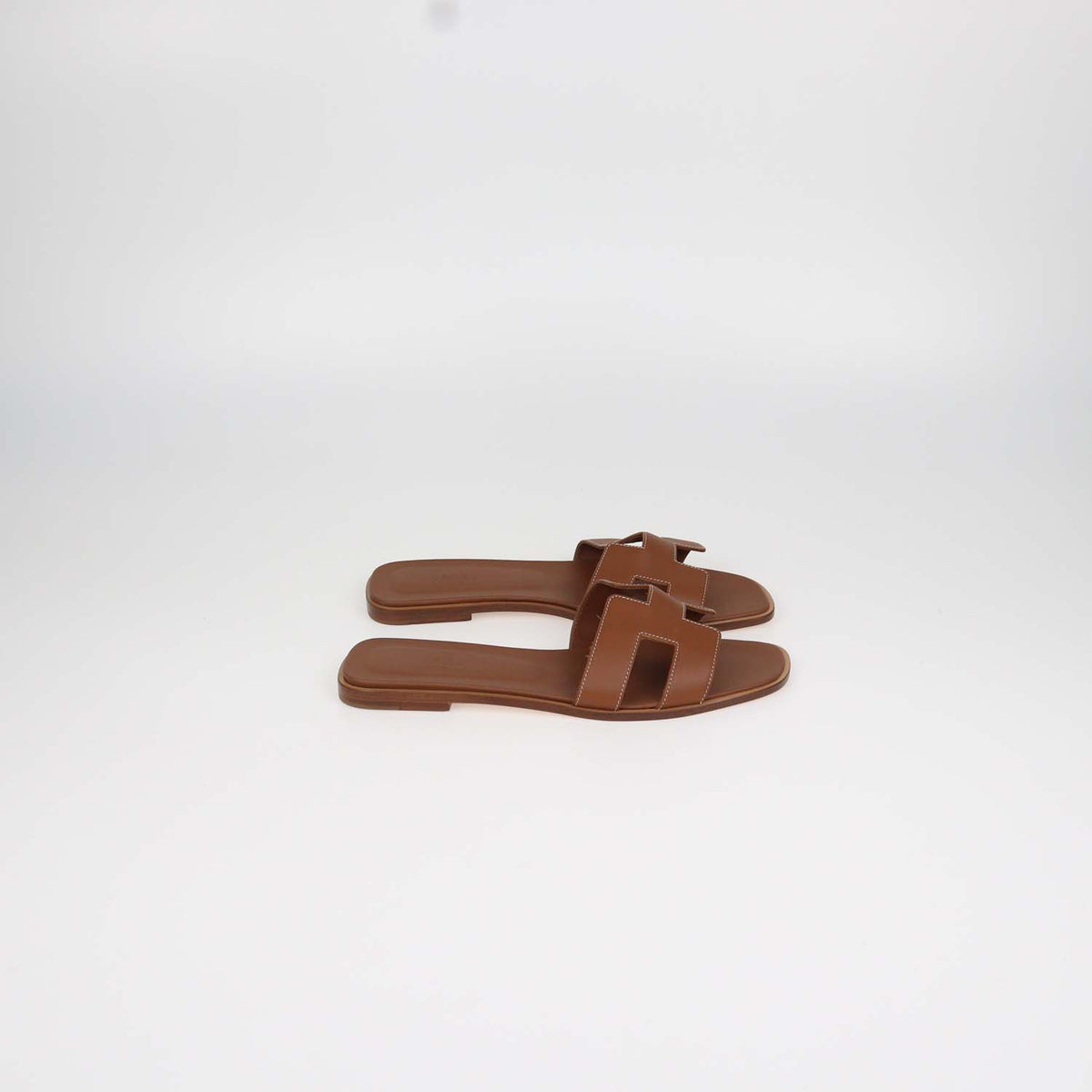 Hermes Gold Box Calf Leather Oran Sandals