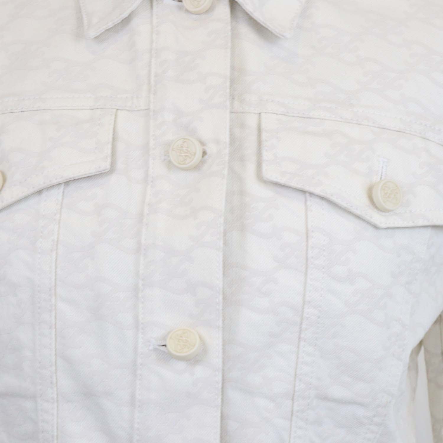 Fendi Cream Denim Calligraphy FF Print Crop Jacket