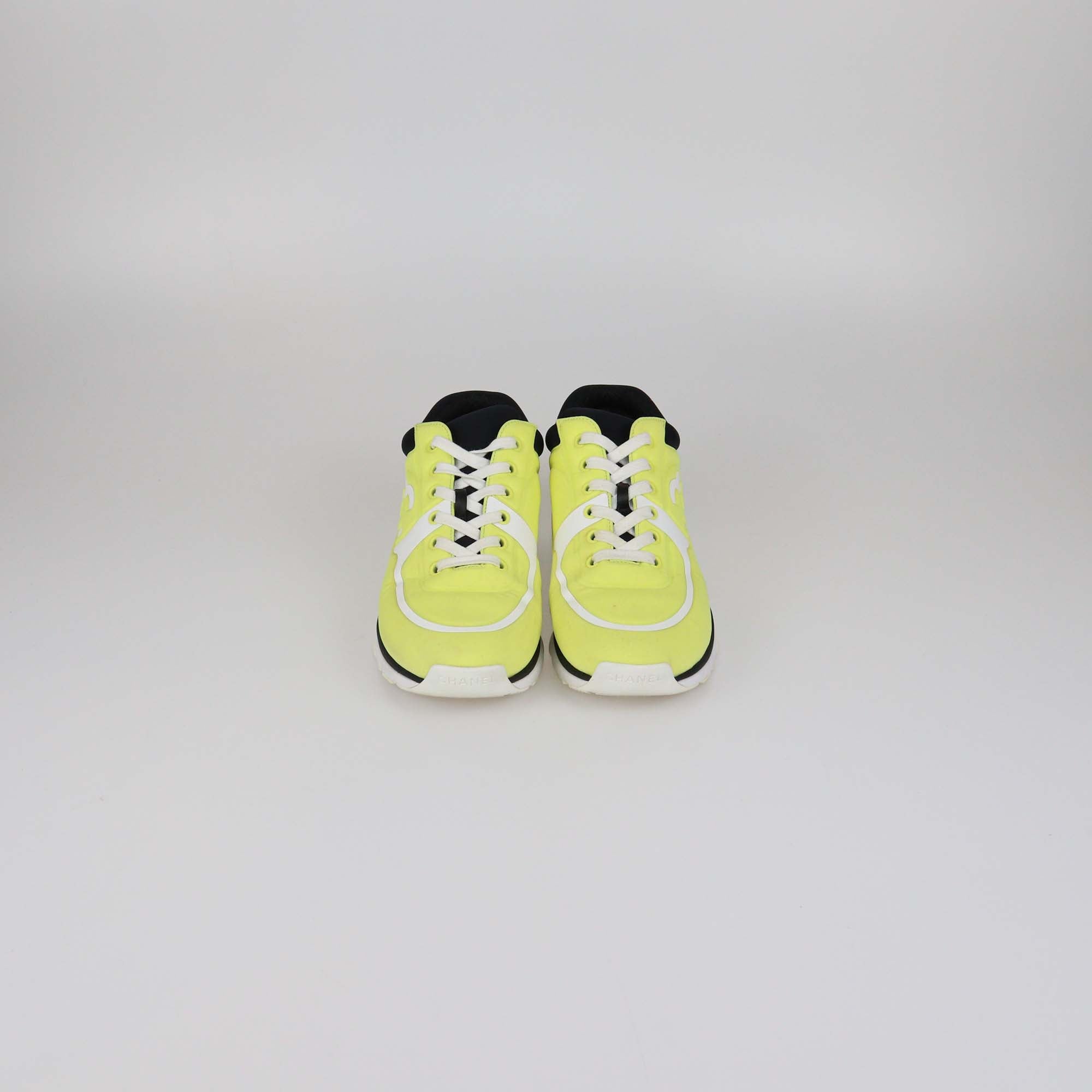 Chanel Yellow/White Nylon CC Low Top Sneakers
