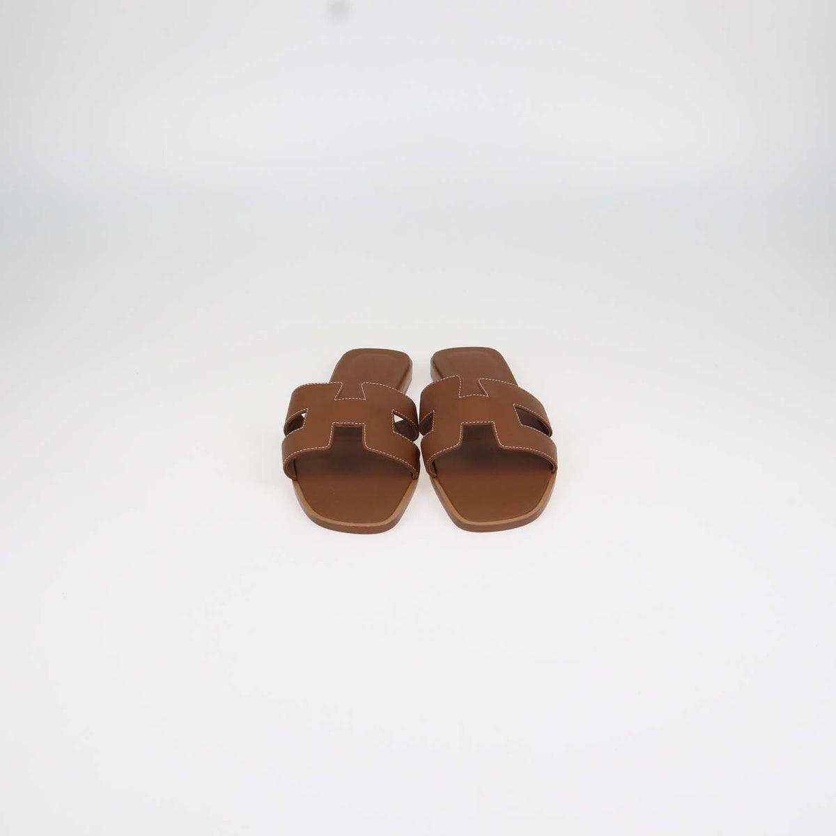 Hermes Gold Box Calf Leather Oran Sandals