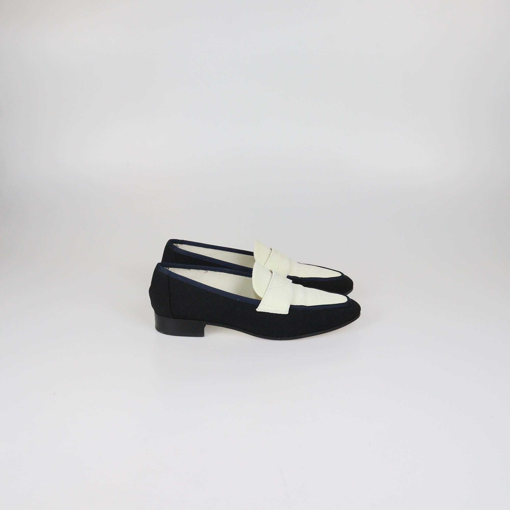 Chanel Tricolor Canvas CC Loafers