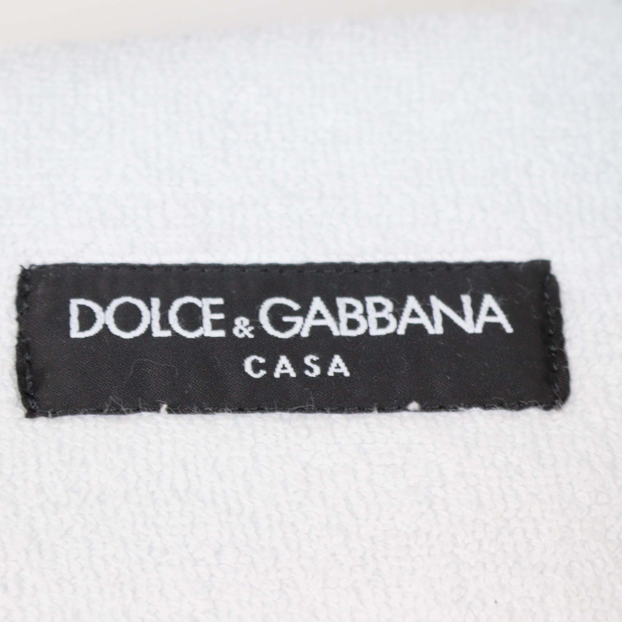 Dolce & Gabbana White/Blue Printed Terry Cloth Slippers