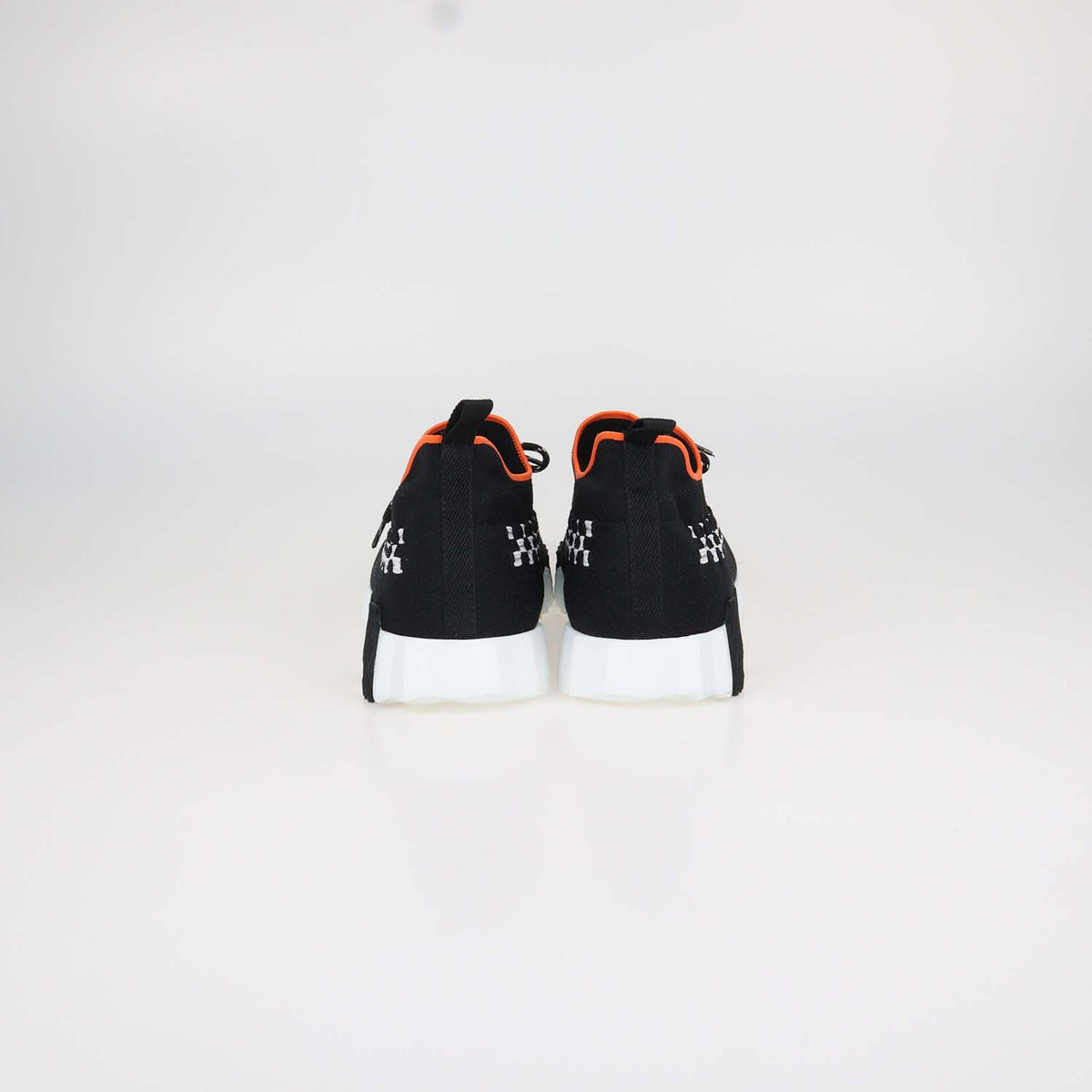 Hermes Black, White Knit Fabric Braided Bolduc Flex Slip-on Sneakers