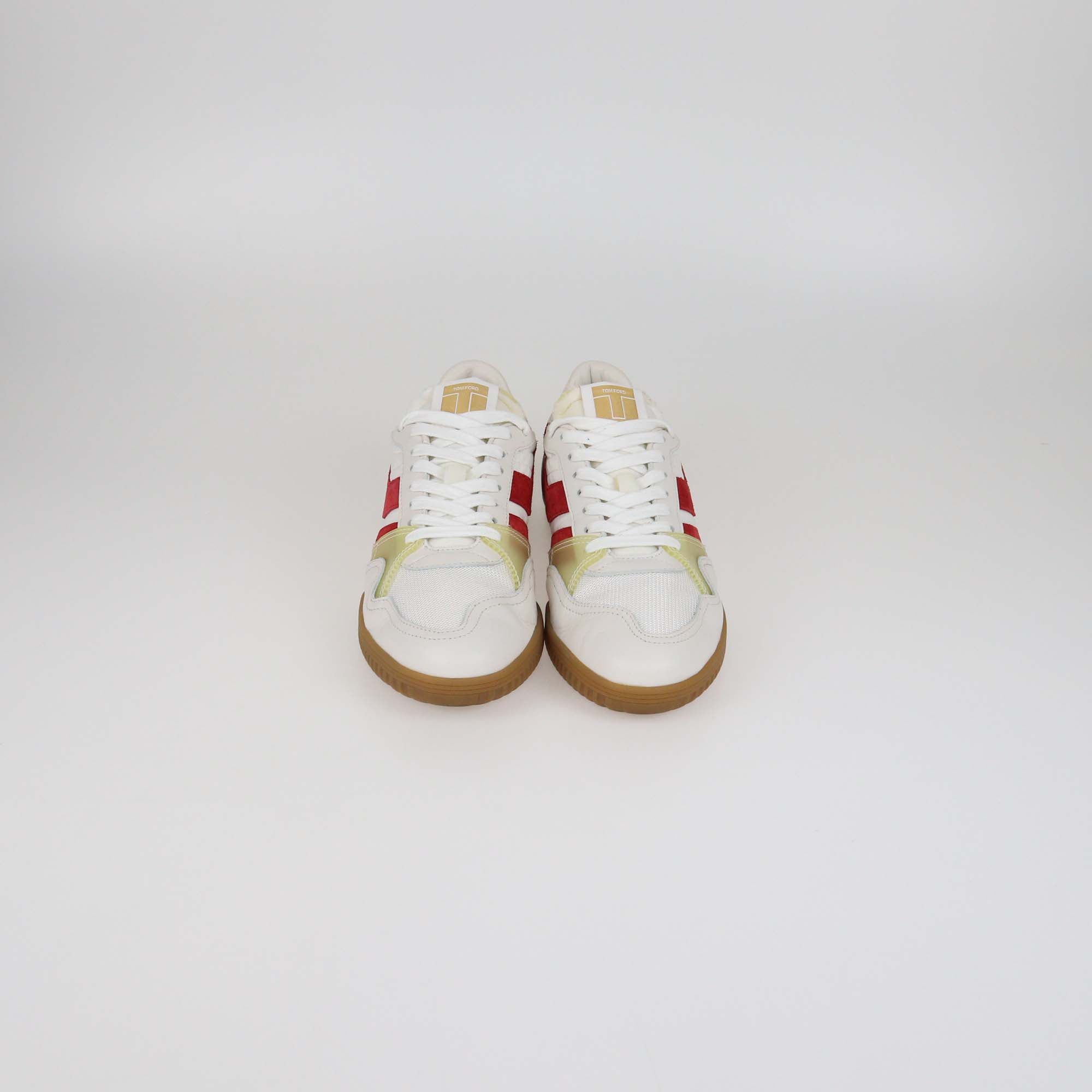 Tom Ford White/Red Nylon and Leather Jackson Sneakers