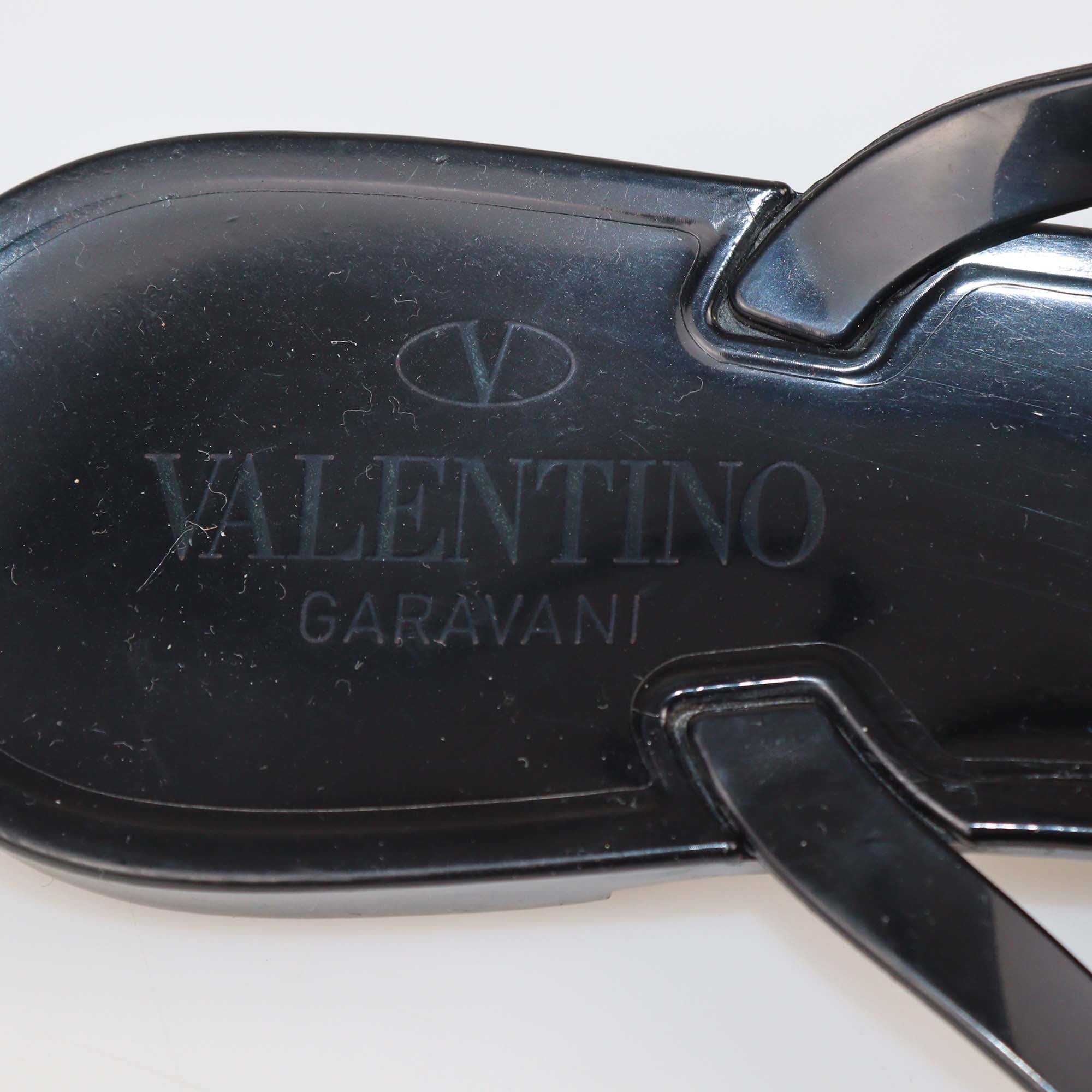 Valentino Black Rubber Rockstud Bow Slipper