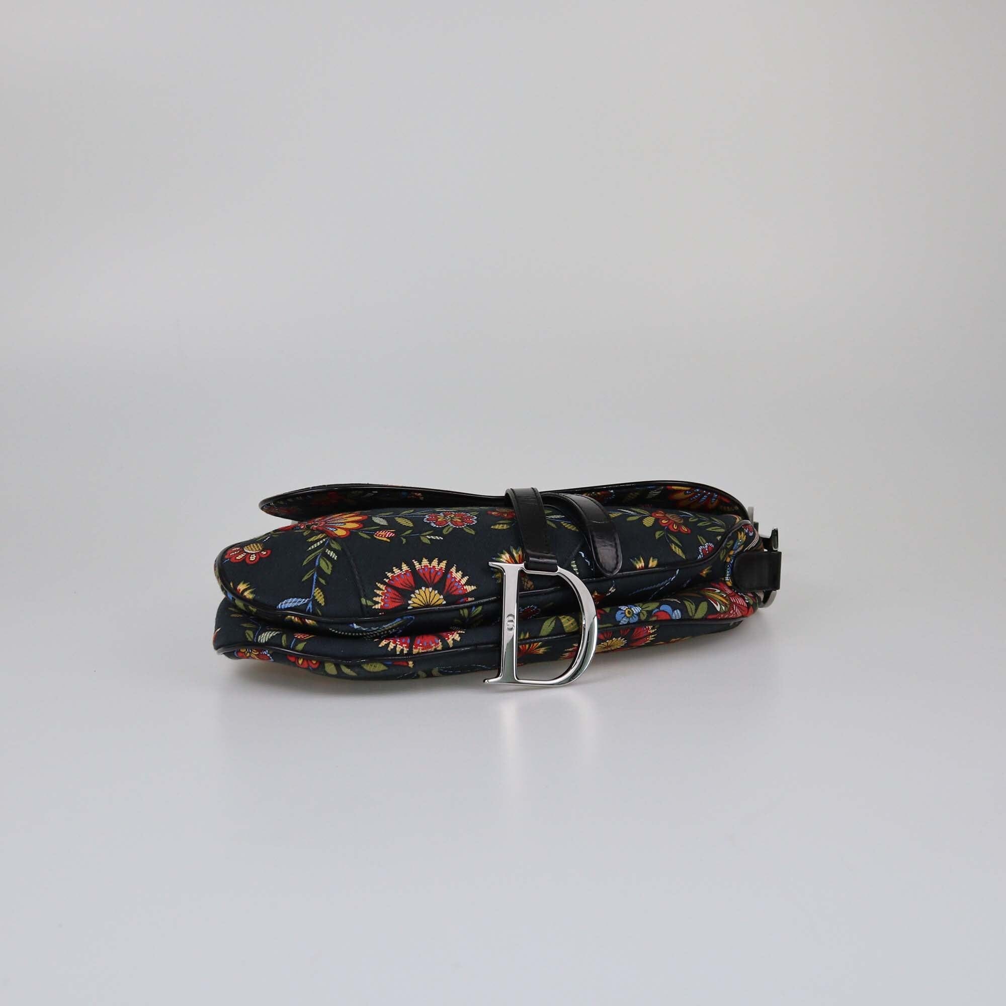 Christian Dior Black Printed Saddle Bag Womens Christian Dior