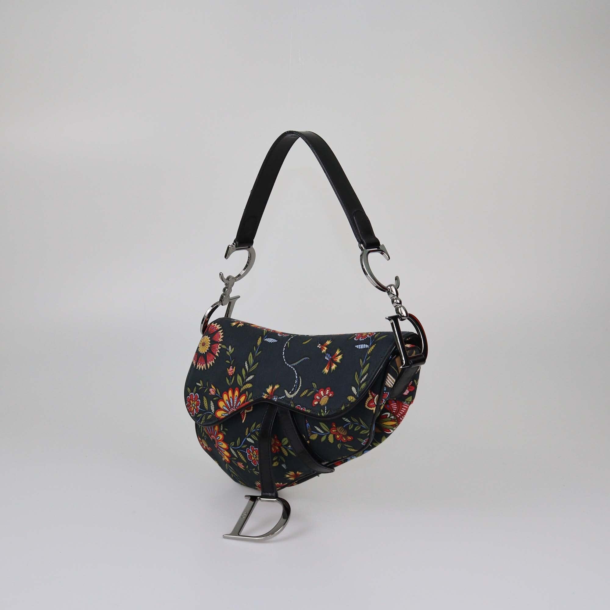 Christian Dior Black Printed Saddle Bag Womens Christian Dior