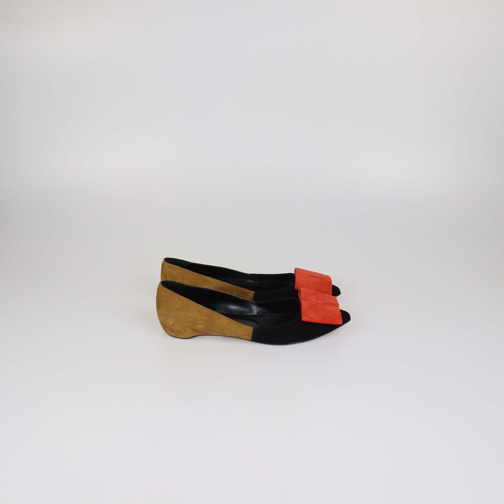 Pierre Hardy Tricolor Suede Pointed Toe Flats