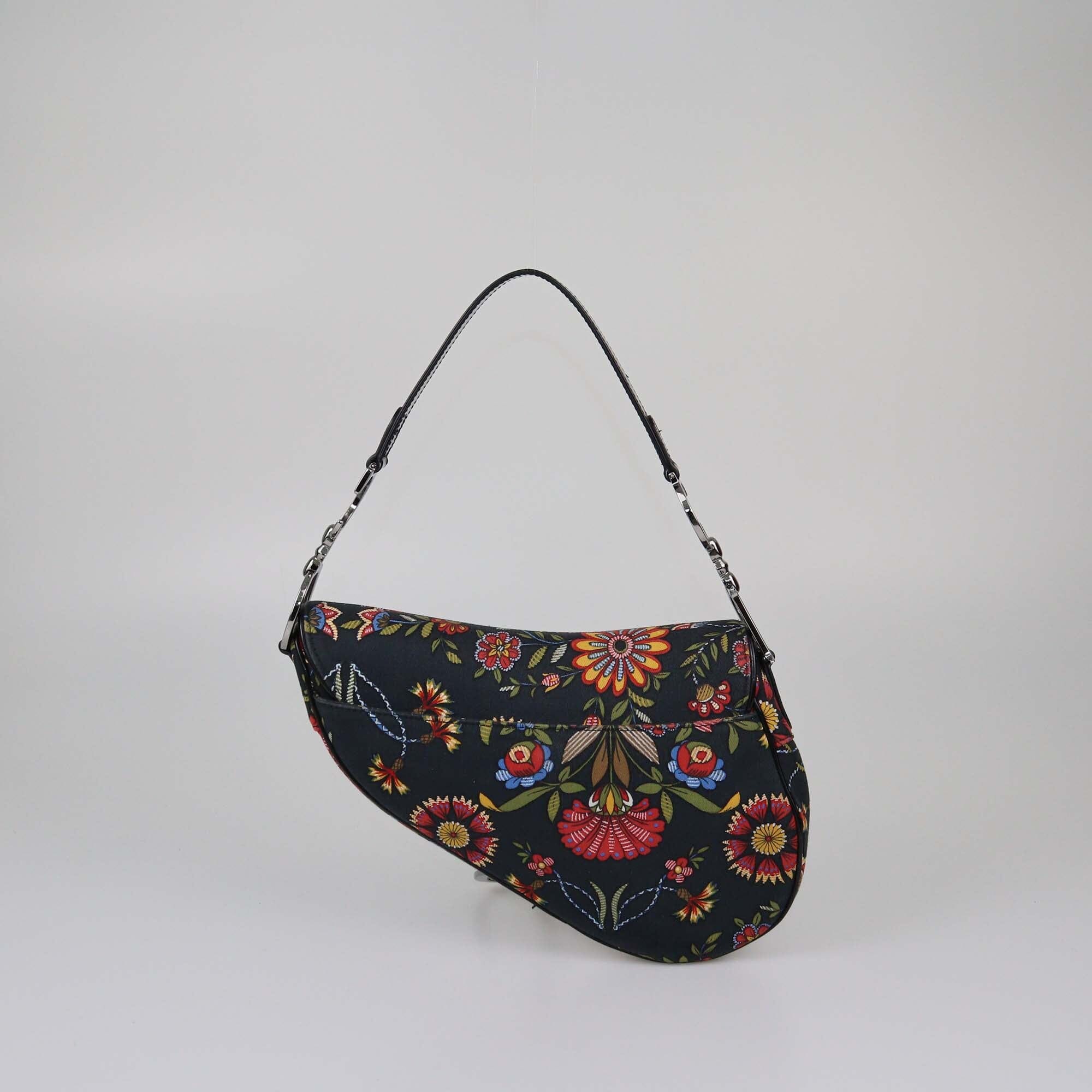 Christian Dior Black Printed Saddle Bag Womens Christian Dior