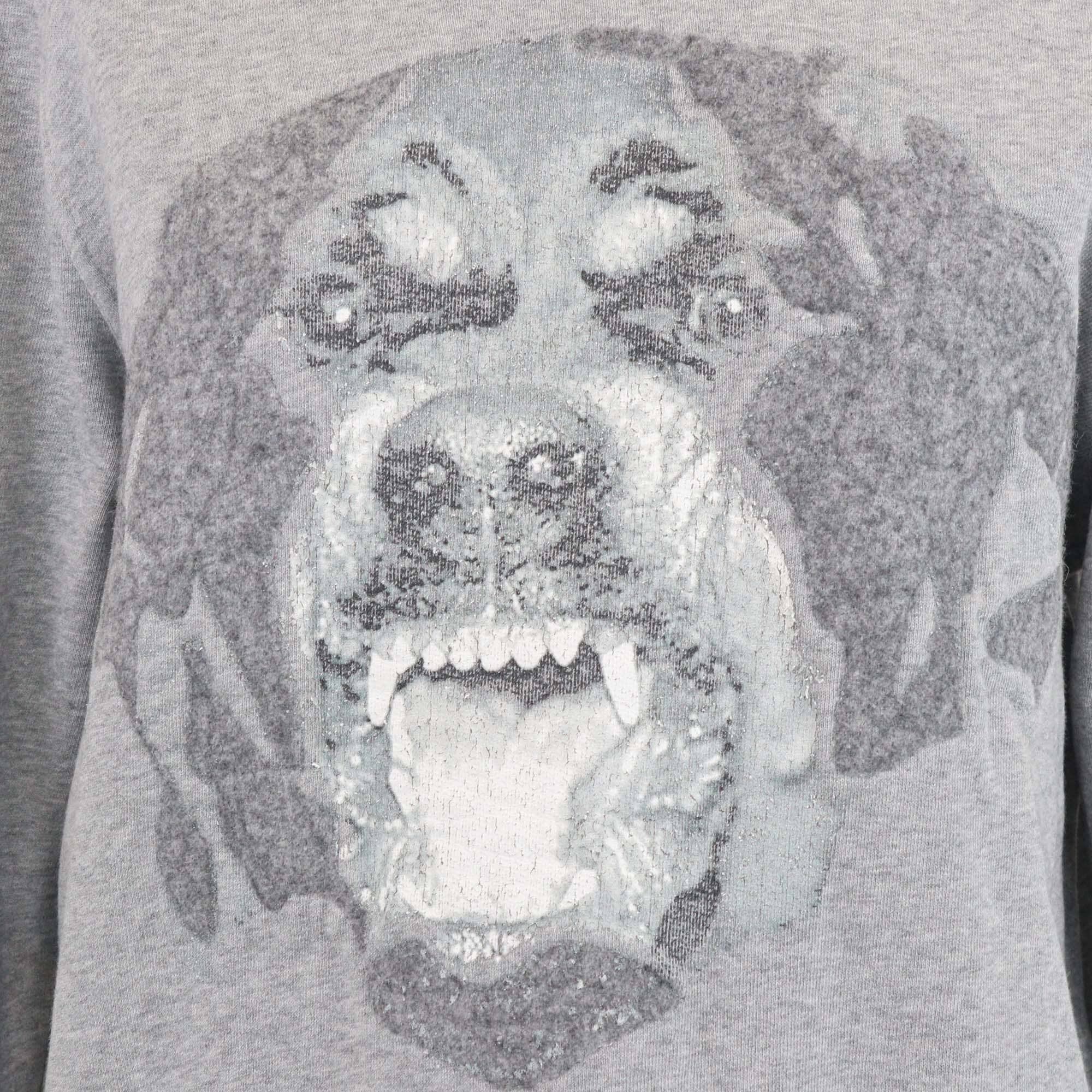 Givenchy Grey Cotton Rottweiler Print Cuban Fit Sweatshirt Mens Givenchy